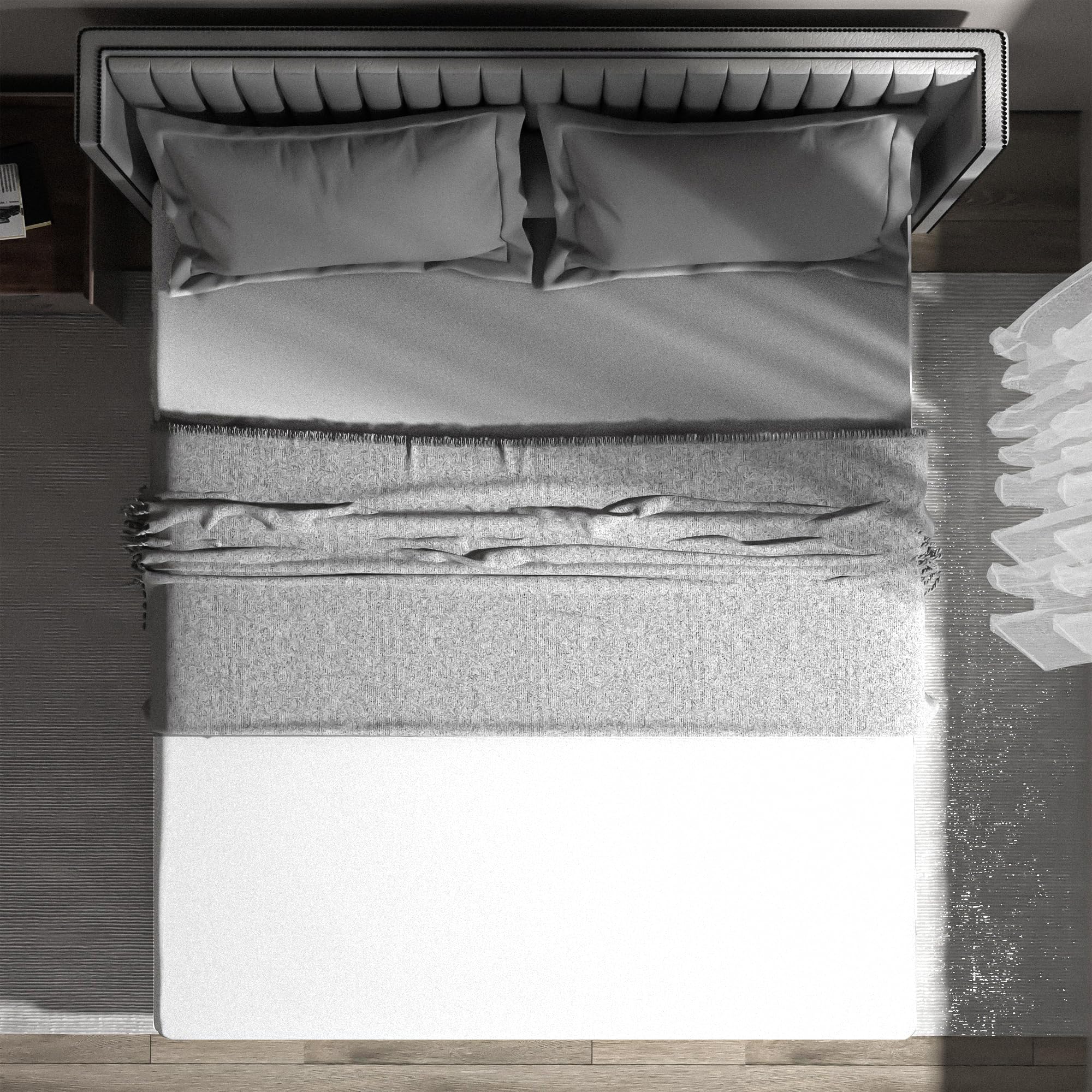 wyewye Double Fitted Sheet, White, 135x190 cm with 40 cm Super Deep Pocket, Microfiber Fabric Bed Fitted Sheets, Breathable - Image 4