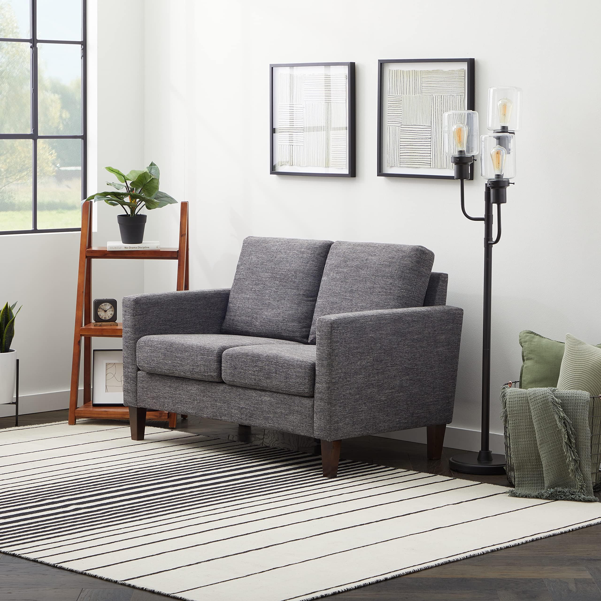 Edenbrook Archer Upholstered Loveseat - Charcoal Upholstered Loveseat - Living Room Furniture - Small Loveseat - Mid Century Modern Loveseat - Seats Two