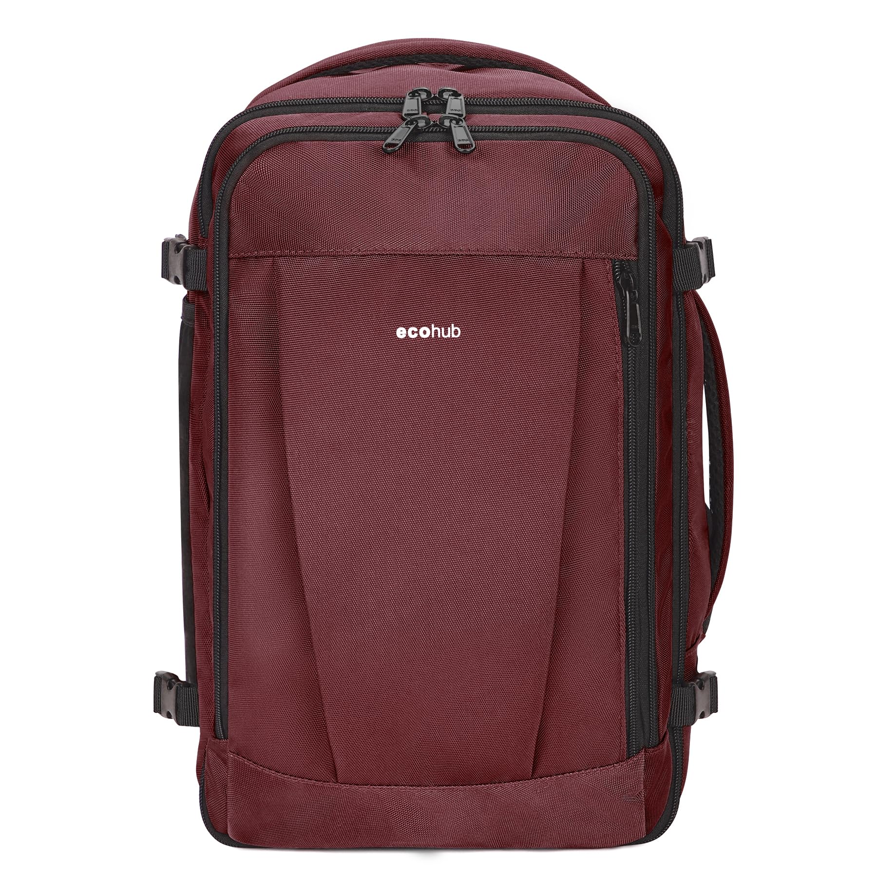 ECOHUB 30L Zaino Bagaglio a Mano, Zaino Easyjet 45x36x20, Sottosedil Zaino da Viaggio Aereo con 13 Tasche, PET Riciclato Grande Borsa da Cabina da Cabina per Uomo Donna, Brevettato(Rosso)