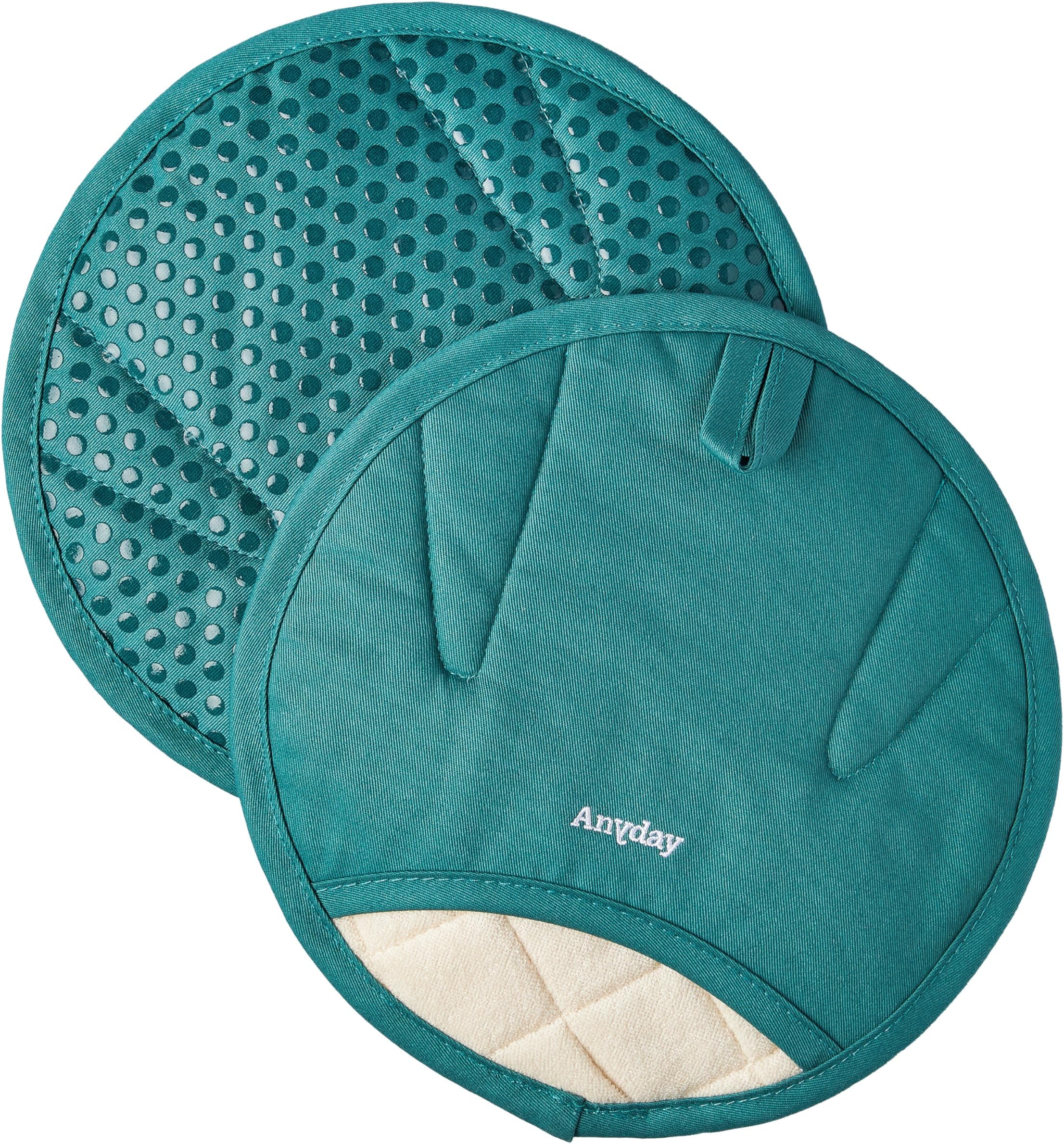 The Anyhand Mitts | Anyday Microwave Cookware | Universal Fit Oven Glove Set | Circular Design Oven Mitts Lined with Silicone Dots | 1 X Oven Mitt Set
