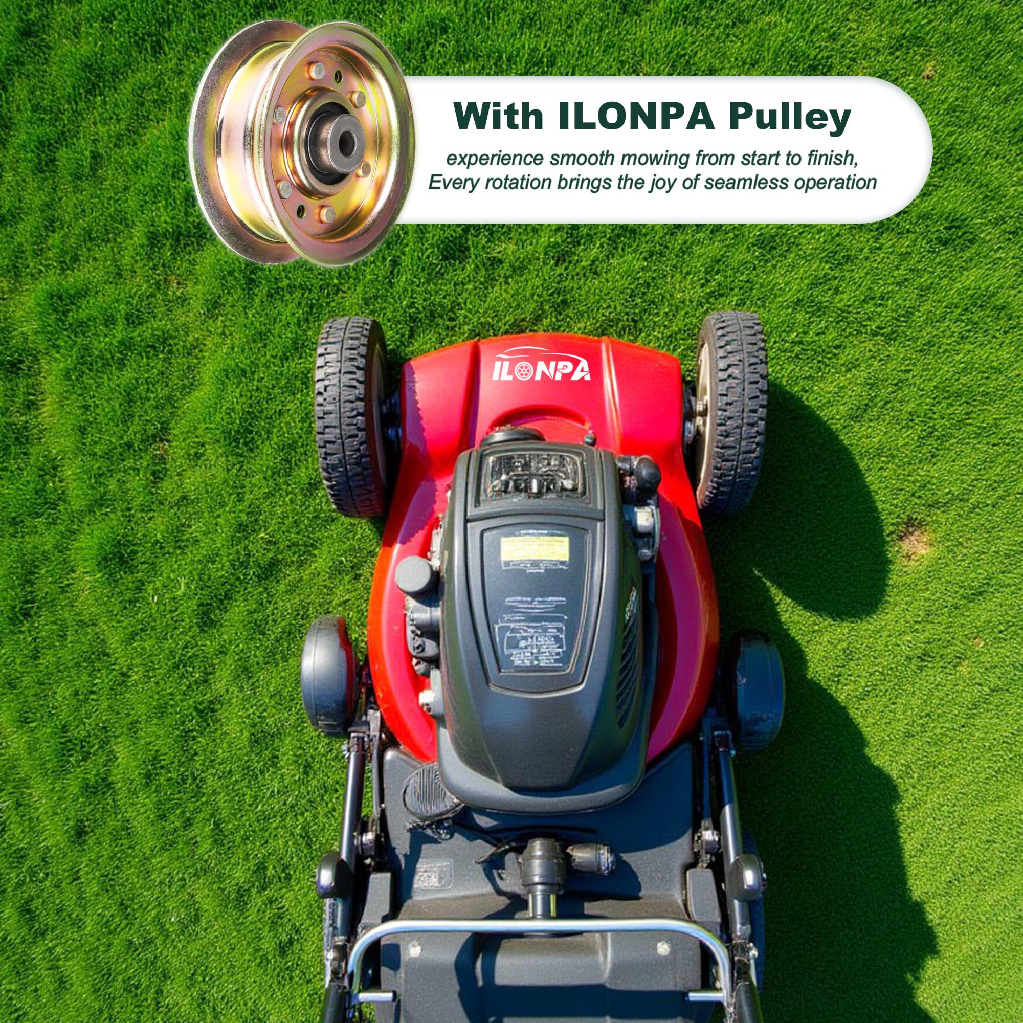 ILONPA Poulie de renvoi plate 173437 532173437 131494 532131494 173438 532173438 165888 532165888 pour Husqvarna LT16542 LT18452 LTH18452 342 l. TH1542