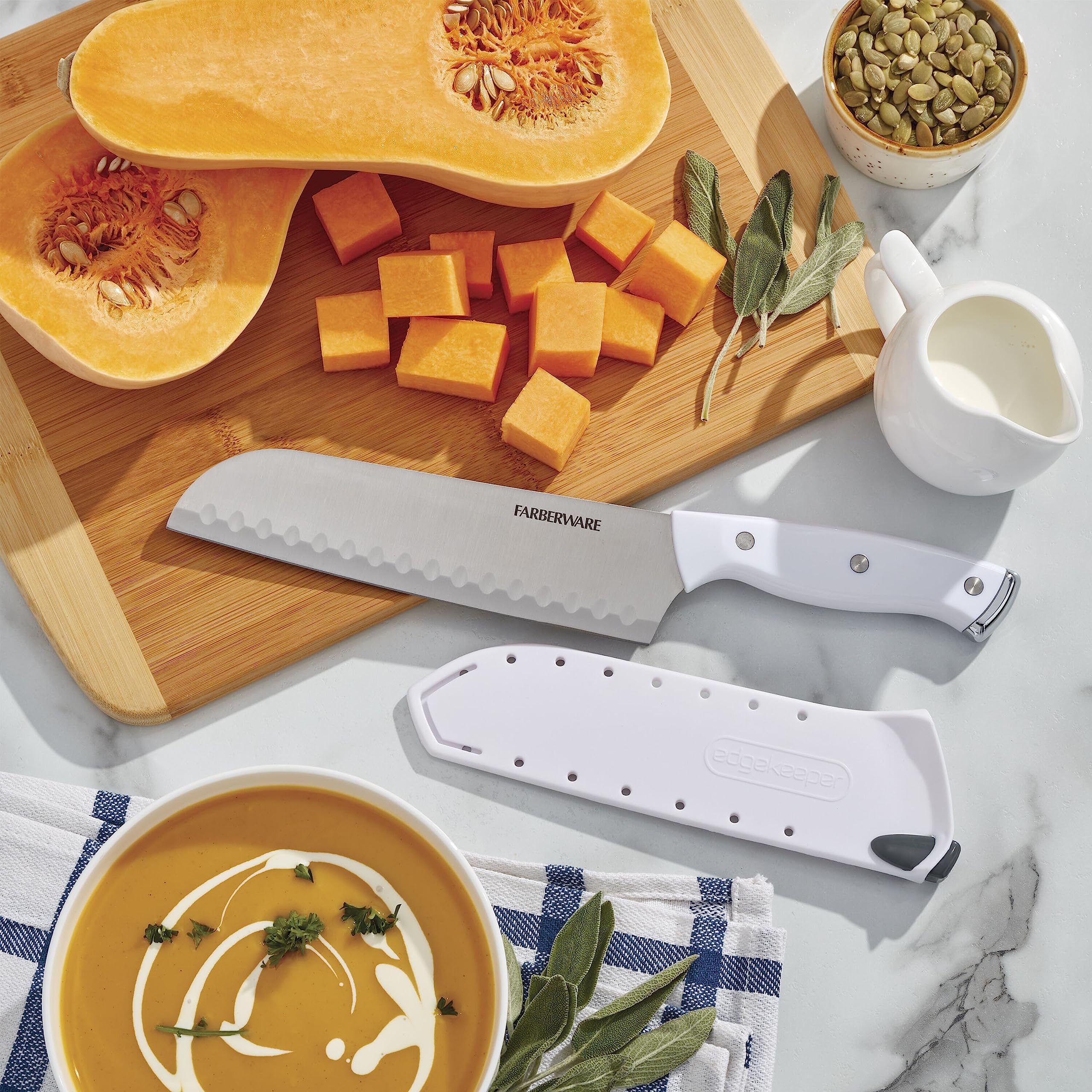 タッパーウェア シェフシリーズ Santoku ナイフ Amazon.com: Farberware Edgekeeper Triple Riveted Santoku