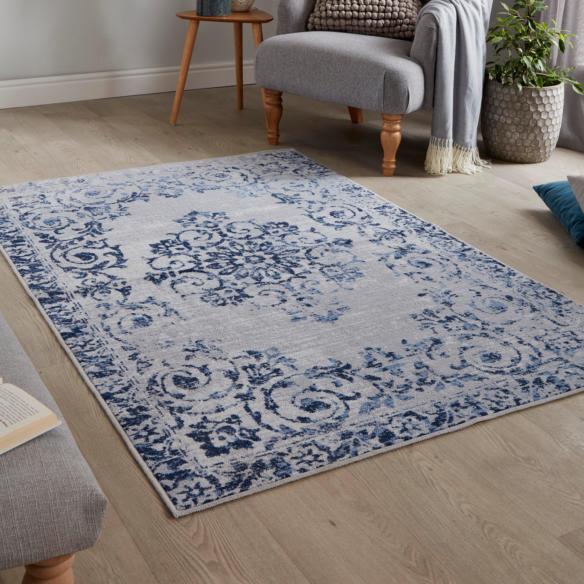 Dreams & Drapes Faraday Washable Rug Blue