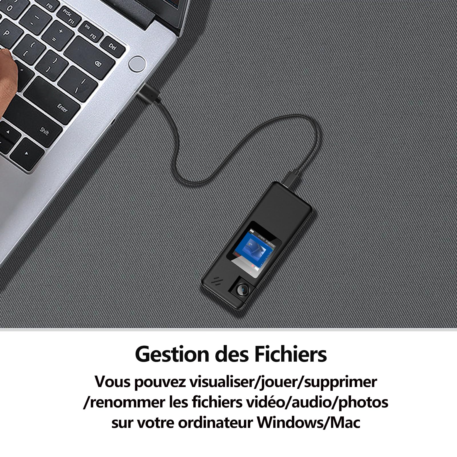 A32 128GB Caméra de Corps, Caméra Corporelle Portable avec Objectif Rotatif 180° et Détection de Mouvement, Caméscope 1080P avec Enregistrement Audio et Vidéo pour Outdoor Sports Police Livrais