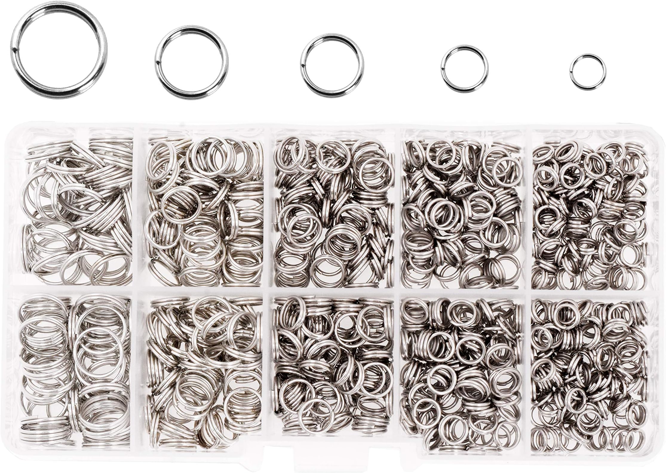 200 PCS Stainless Steel Fishing Split Rings Fishing Lures Connector Flat Stainless