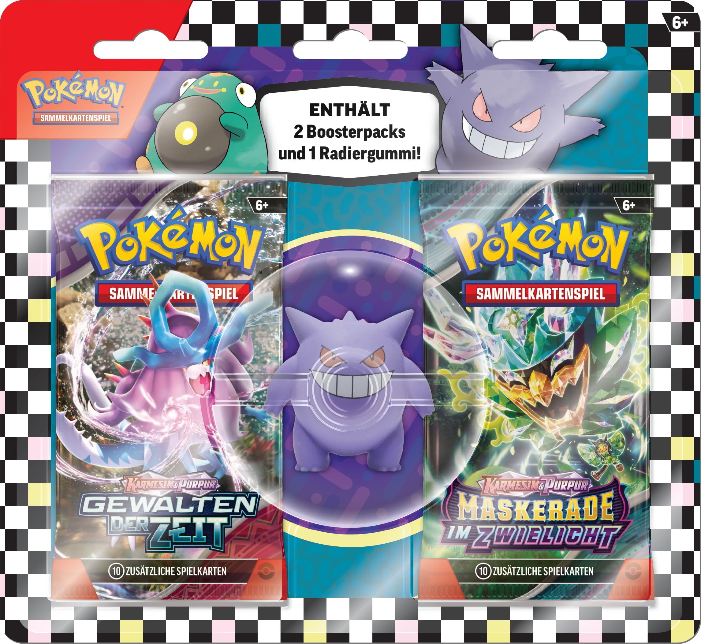 Pokémon - Gra karciana kolekcjonerska: gumka do mazania na początek roku szkolnego – Gengar (1 gumka do ścierania i 2 pakiety wzmacniające)