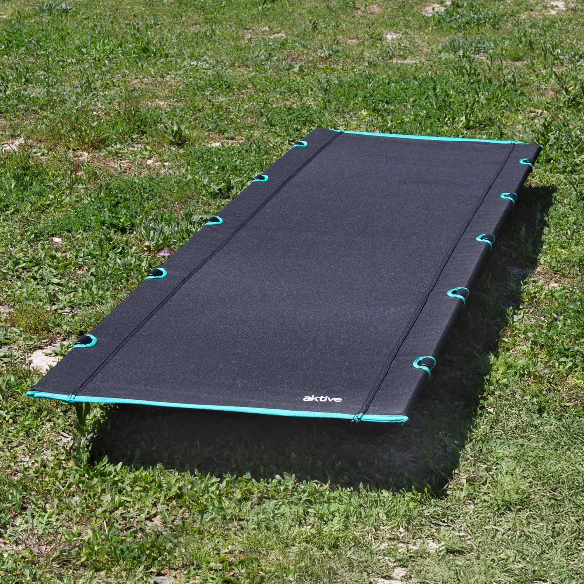 AKTIVE Cama plegable camping negra, 193x67x14,5 cm, Bolsa de transporte incluida, Soporta hasta 100 kg, Fácil de montar, guardar y transportar, Como cama auxiliar en acampadas (63128)