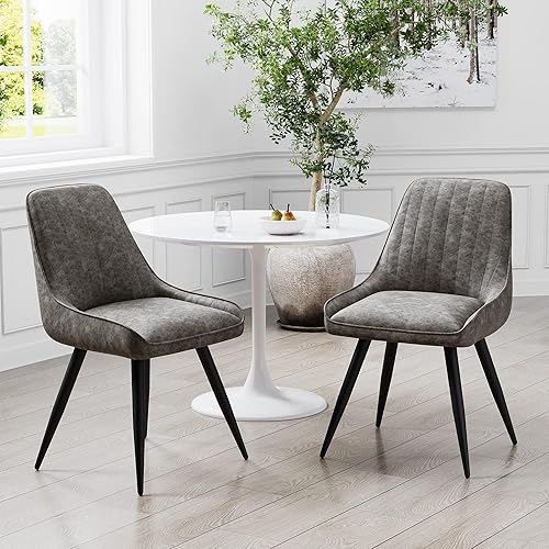 Miniatura 4 de Andeworld Juego de 4 sillas de comedor tapizadas, cómodas y modernas sillas decorativas con patas de metal, sillas laterales industriales de piel