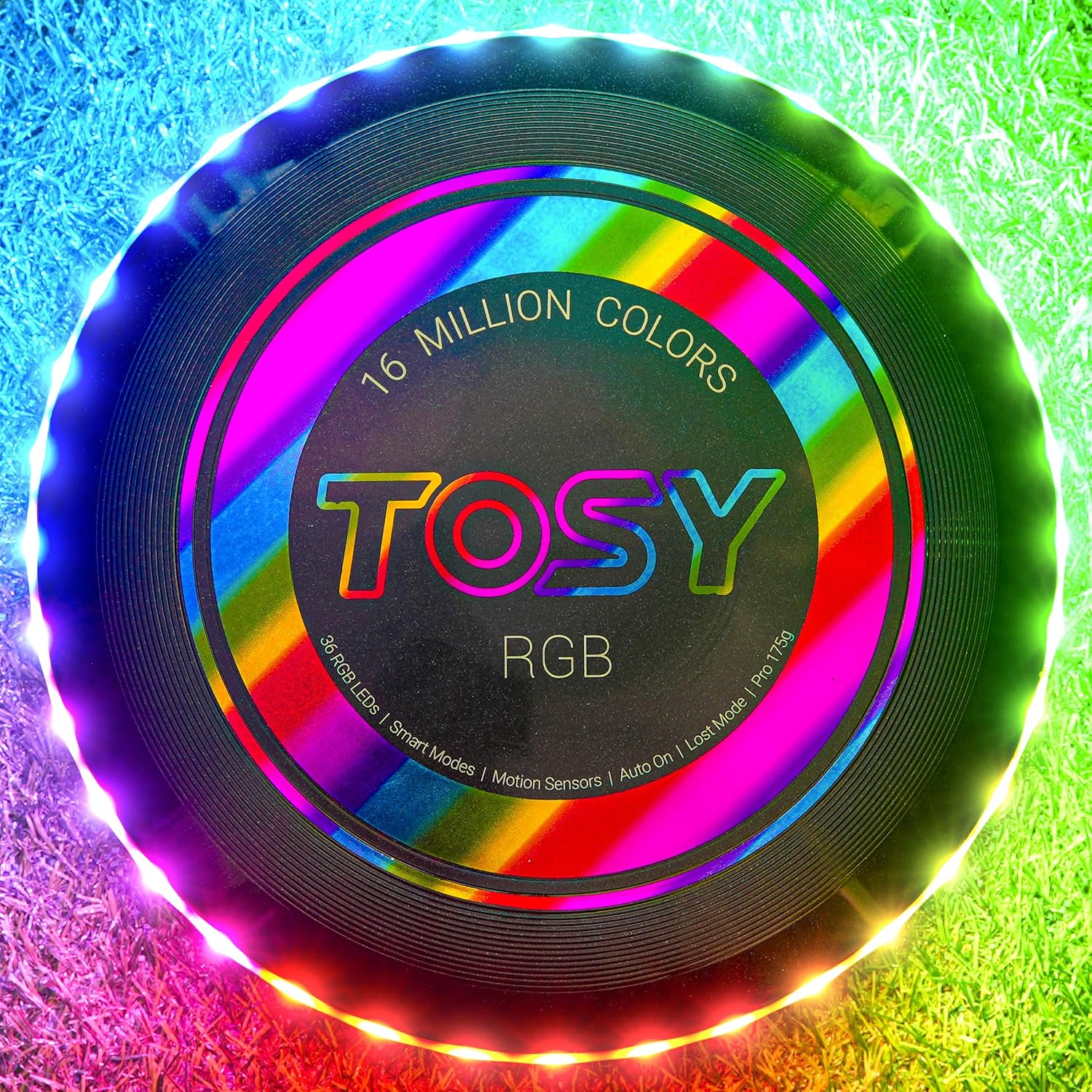 Disque Volant LED TOSY 175g - 16M Couleurs RGB, Rechargeable, Capteur Mouvement, Pour Frisbee Ultimate