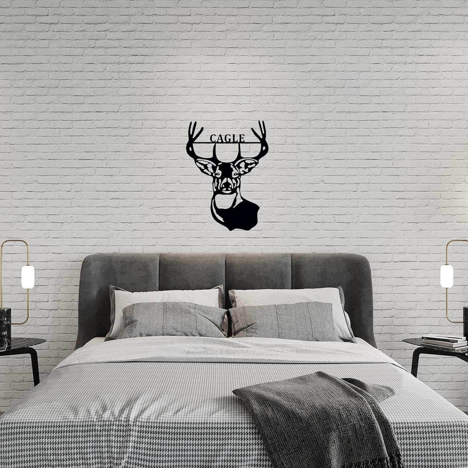 Custom Deer Head Wall Decor Sign, Personalized Buck Antlers Artwork Wedding Decor, Cabin Wall Art, Hunting Club, Deer Hunters Gift for Him