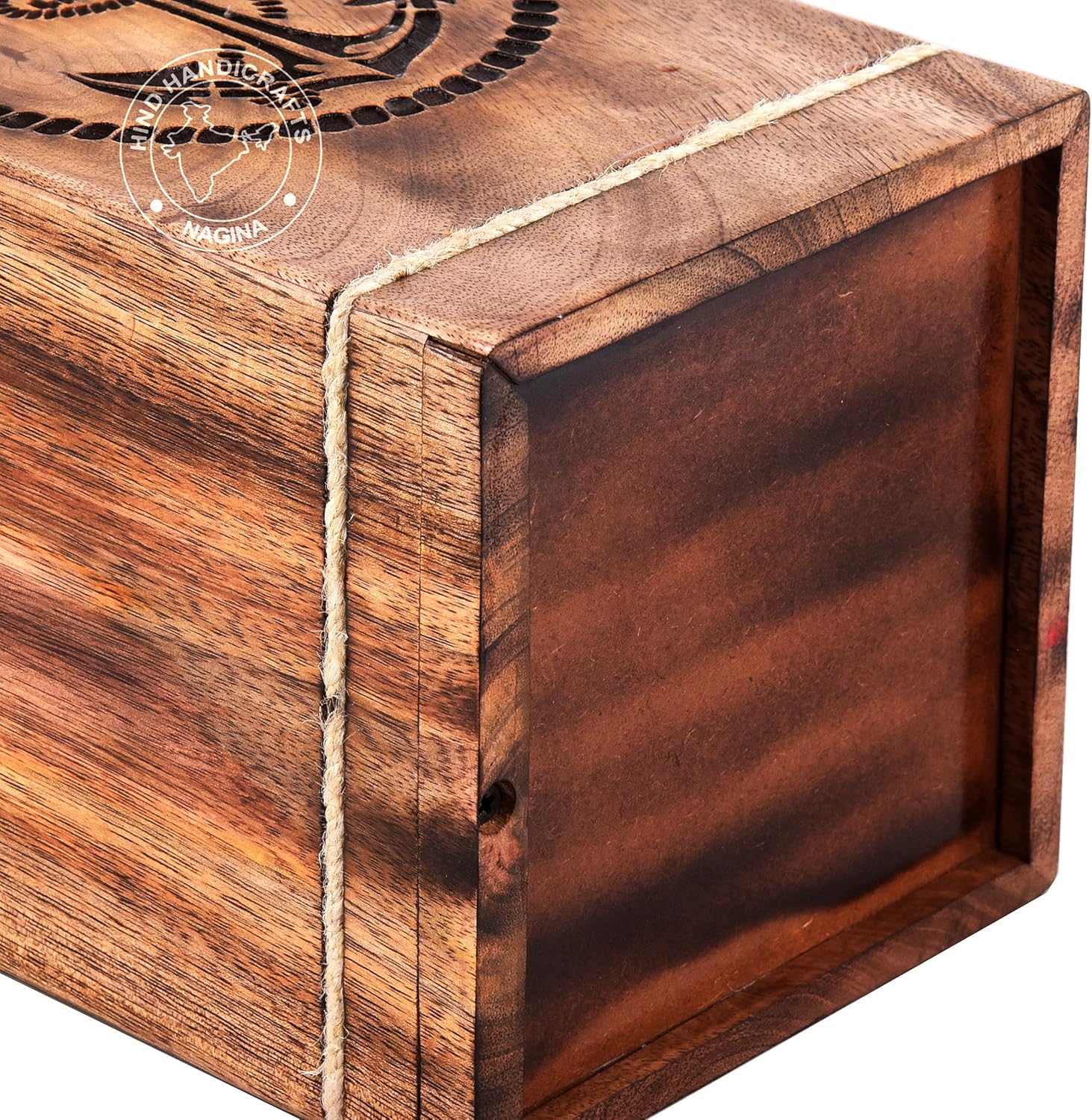 Wooden Cremation Urn for Human Ashes Adult – Anchor Handcrafted Solid Hardwood Burial Urn Box | Large 250 Cu in Capacity | Nautical Memorial Urn with Anchor Engraving for Home Columbarium or Burial