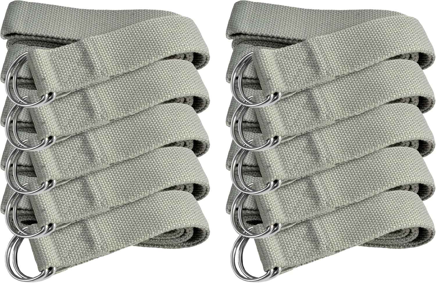 Sunshine Yoga 10-Pack Yoga Strap, 6-Foot Yoga Straps With Anti-Slip D-Ring Buckle, Adjustable Leg Stretching Strap, Exercise Stretch Strap for Muscle and Hamstring Stretch
