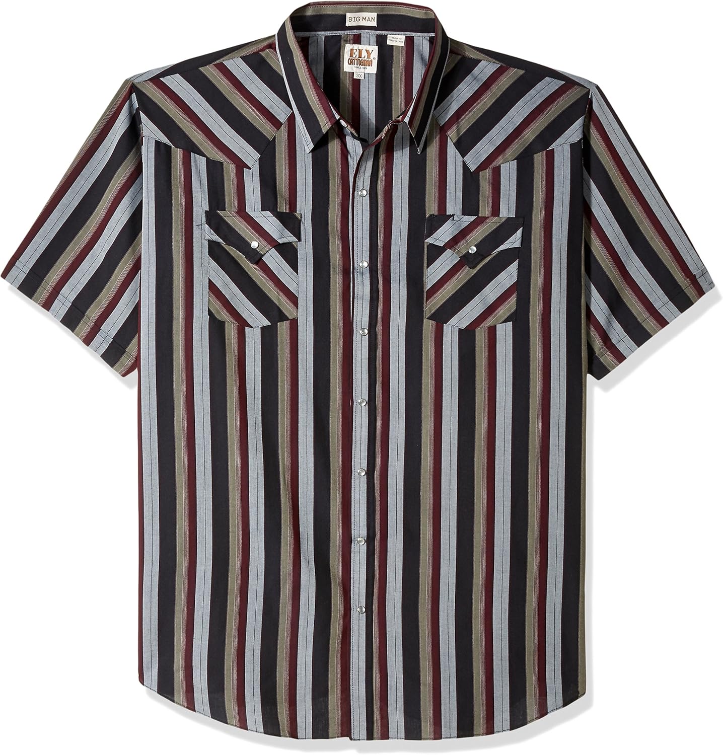ELY Cattleman Mens Short Sleeve Stripe Western Shirt