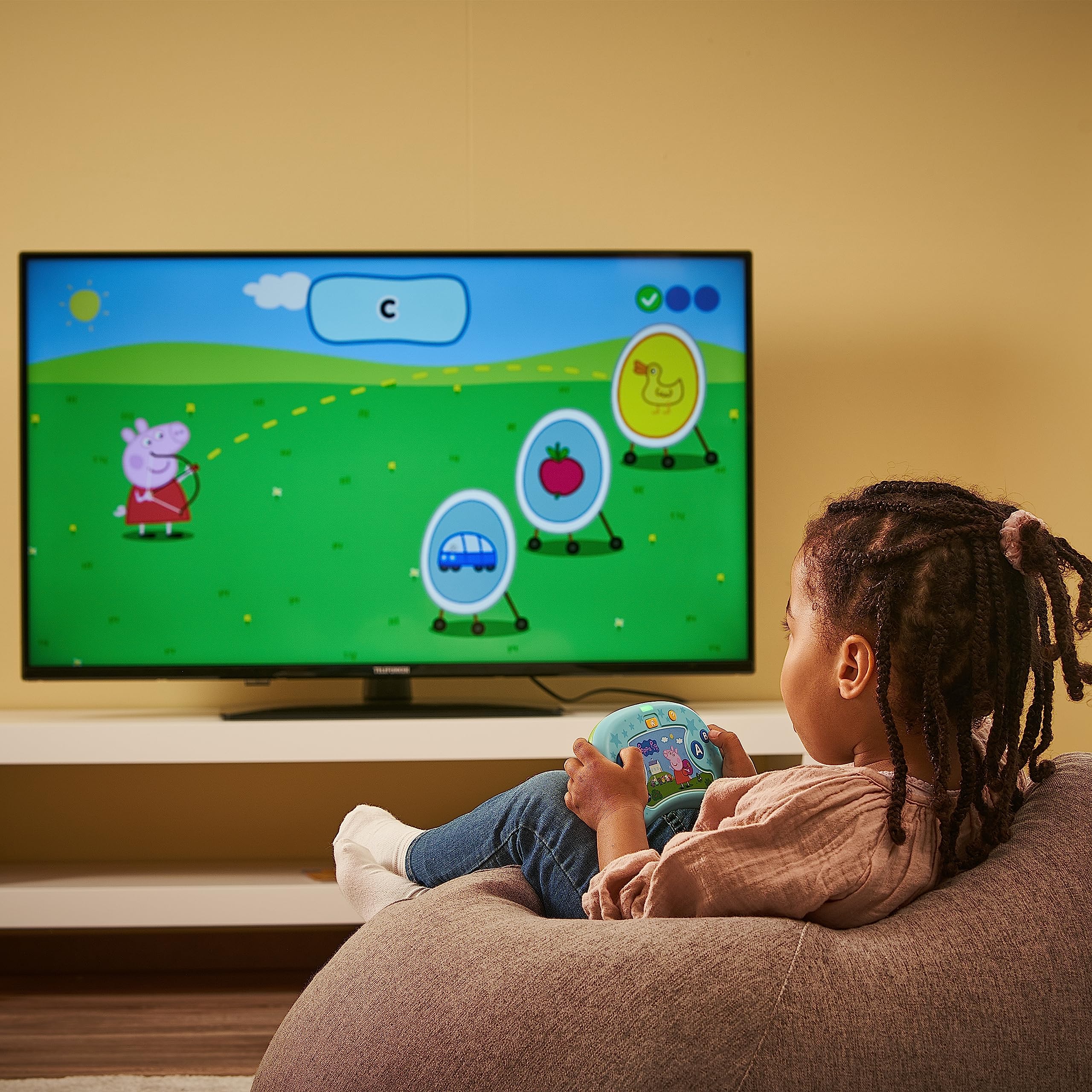 VTech ABC Smile TV Peppa Pig Konsola Do Nauki Bezprzewodowa Z Pendrive'em Do Telewizora Z 8 Grami Dla Wielogodzinnej Zabawy W Nauce Dla Dzieci W Wieku 3-7 Lat