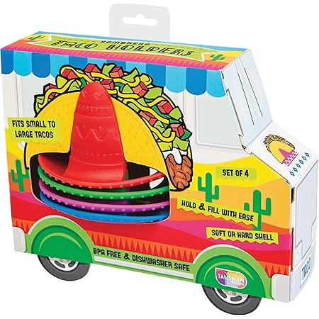 Talisman Designs Sombrero Taco Holders - Set of 4, Hold & Fill Small or Large Tacos | Crunch & Soft