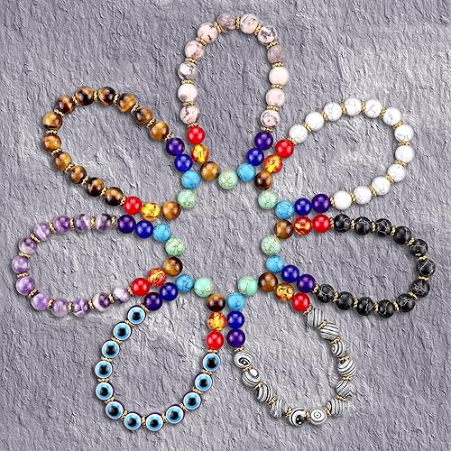 Miniatura 6 de Ucharmbead Correa de muñeca para teléfono celular, correa de muñeca para relajar la ansiedad, llavero con cuentas curativas naturales para mujeres y