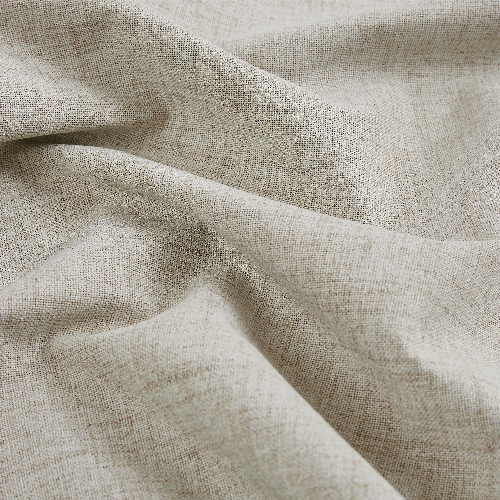 Melodieux Rideaux occultants élégants extra longs en toile de jute naturelle à isolation thermique avec œillets pour salon, style ferme, 132,1 x 274,3 cm, beige (2 panneaux)