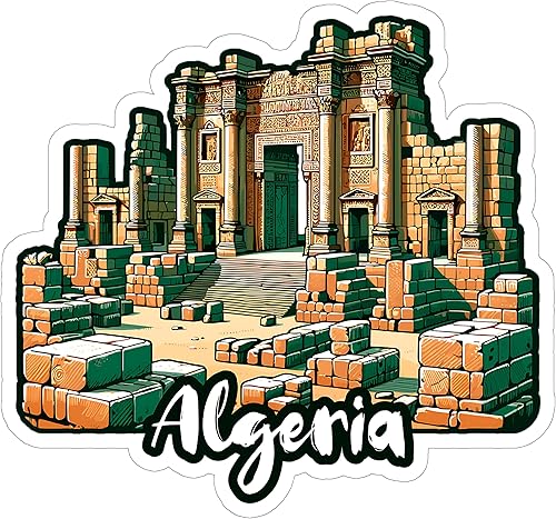 Adhesivo de Argelia resistente a la intemperie, diseño vintage de vinilo pequeño impermeable para botella de agua, taza, pasaporte, álbum de
