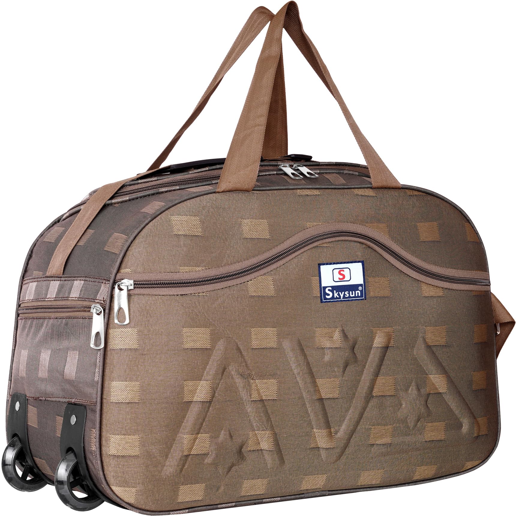 65L Spacious & Sturdy Travel Duffel Bag | Lightweight Design with 2 Wheels-Brown-image-16