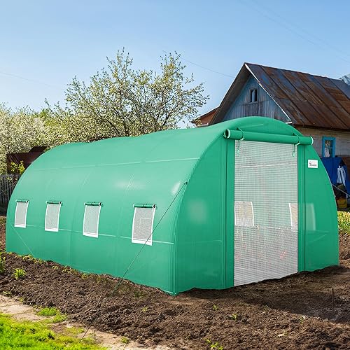 Miniatura 8 de YITAHOME Invernaderos grandes de 20 x 10 x 6.5 pies, túnel de alta resistencia, invernaderos para exteriores, portátil, para jardinería, con marco