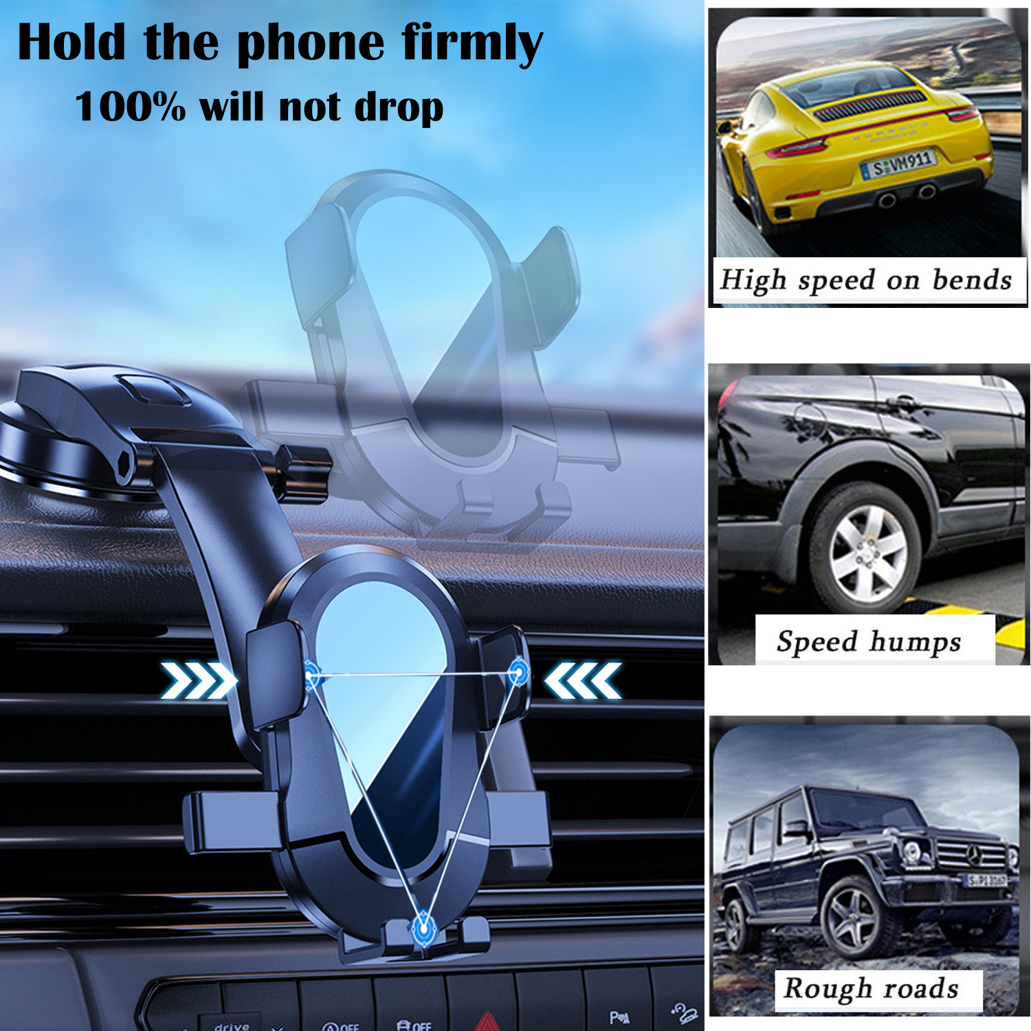Supporto Universale Per Telefono In Auto - Rotazione 360° - Fissaggio A Clip Per Cruscotto O Bocchette - Foto 3