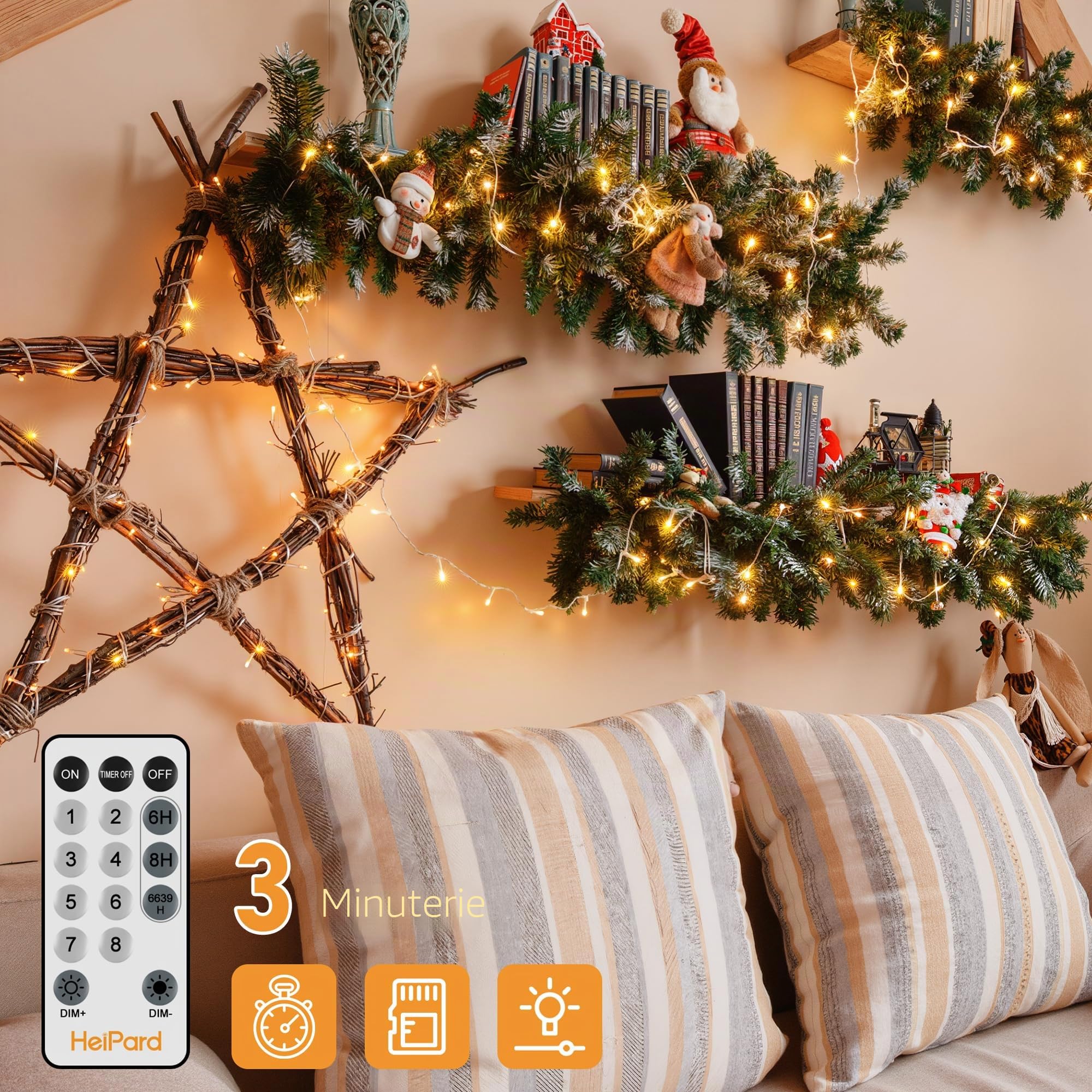 HeiPard Guirlande Lumineuse Exterieure Intérieur 80M 800 LEDs, 8 Modes de Lumière, Étanche Led Lumière pour Le Patio, Le jardin, L'arbre, La Maison, La Décoration D'arbre