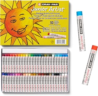 SAKURA Cray-Pas Junior Artist Oil Pastel Set - Soft Oil Pastels for Kids & Artists - 50 Sticks
