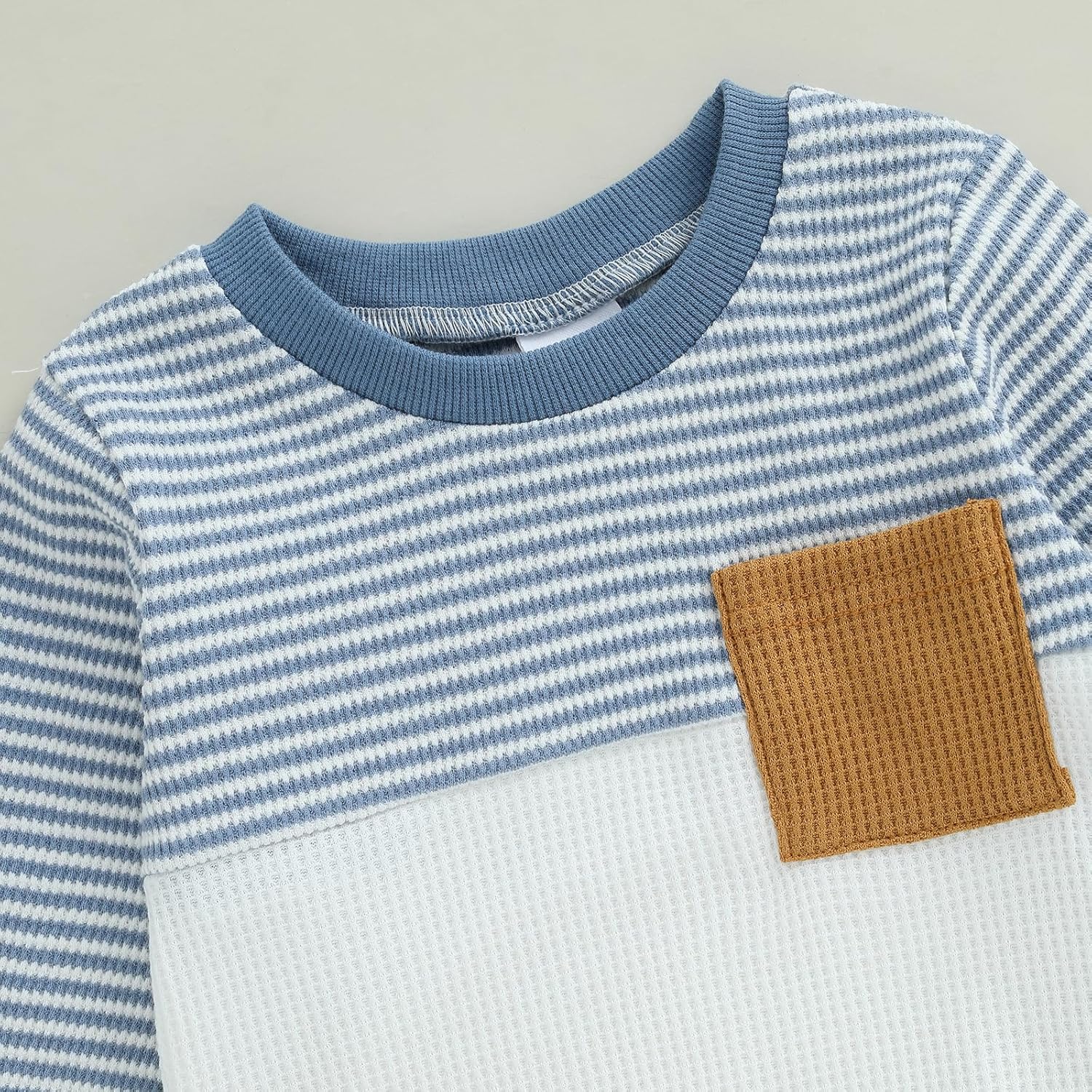 Toddler Baby Boys Fall Outfits Infant Long Sleeve Waffle Knit Clothing Sets 2pcs Color Block Winter Clothes - Image 4