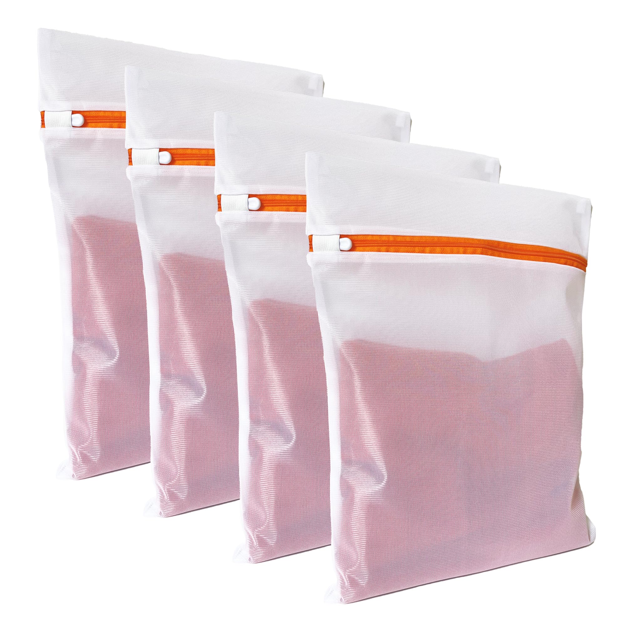 4 Pack Mesh Laundry Bags for Delicates 12inx16in 30cmx40cm Dryer Safe Breathable Fine Net Sturdy Anti-Rust Zipper Mesh