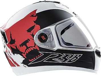 Steelbird SBA-1 Beast ABS Glossy White and Red Helmet with Plain visor, 600mm