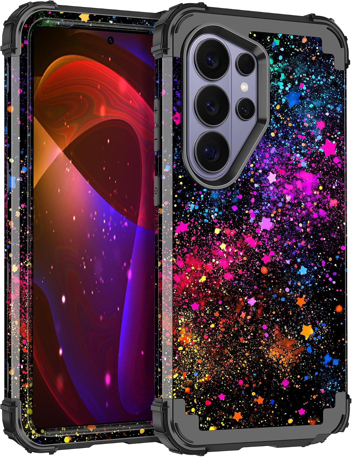 Miqala for Galaxy S26 Ultra Case,Glow in The Dark Three Layer Heavy Duty Shockproof Protection Hard Plastic Bumper+Soft Silicone Protective Case for Samsung Galaxy S26 Ultra 5G,Colorful Sky