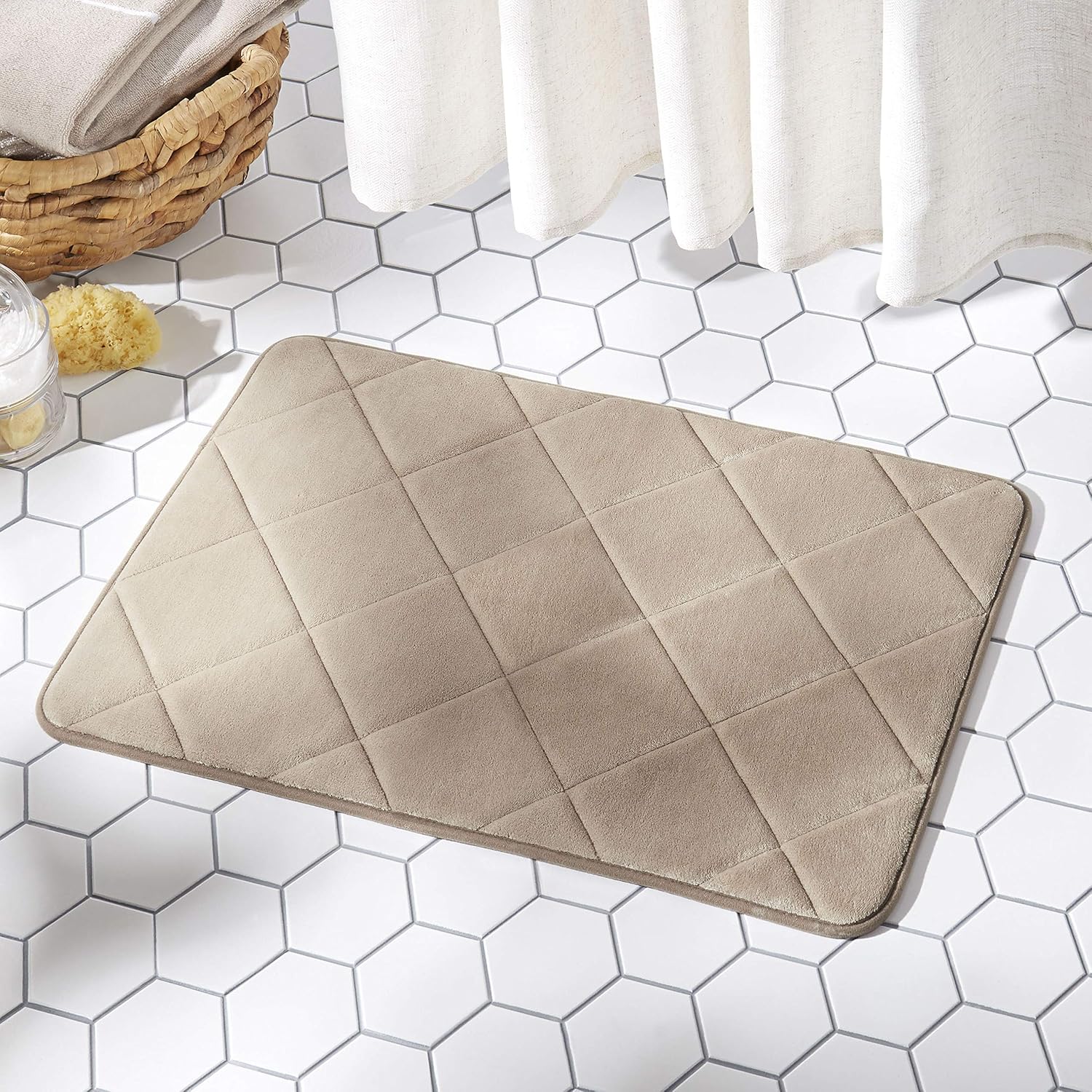SoHome Soft Step Premium Memory Foam Bathroom Rug, Super Absorbent, Non Slip, Machine Washable, Quick Dry Bath Mat, 22" x 42" Taupe