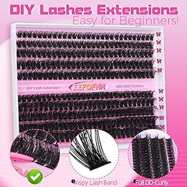 Eefofnn Lash Clusters Full 60D+80D Thick Eyelash Extension D Curly Volumious Individual Lashes 10-18mm Cluster Eyelashes Extensions 290pcs Lashes Extension
