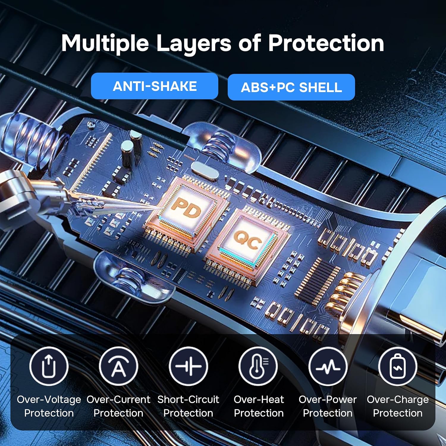 TENTECH USB C Car Charger, 170W 2-Port Superfast Car Charger Adapter,PD3.1/QC Cigarette Lighter USB C Charger for MacBook, iPhone 17/16/15, iPad, AirPods, Android,Samsung with LED Voltage Display