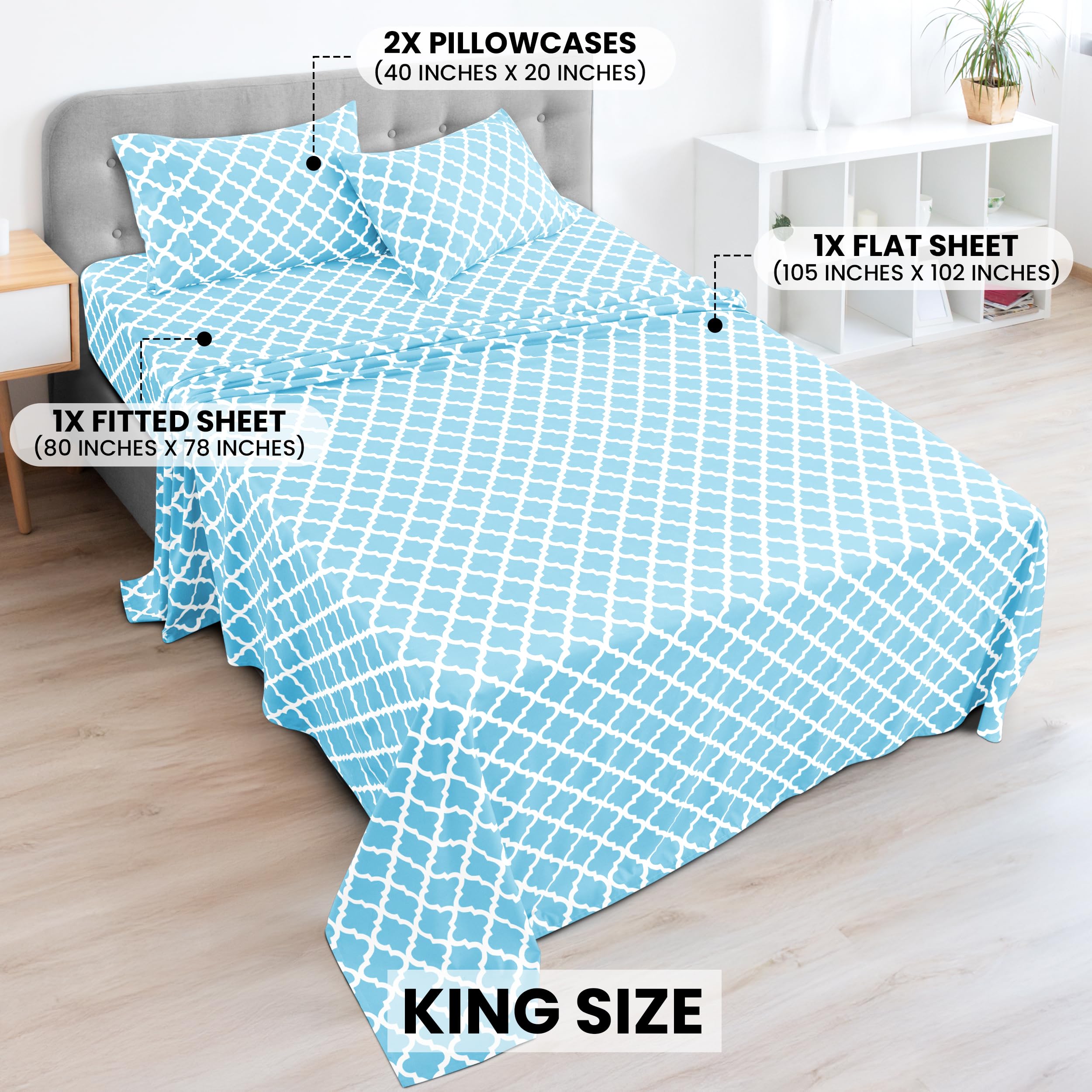 Amazon｜Lux Decor Collection ベッドシーツセット 起毛マイクロ