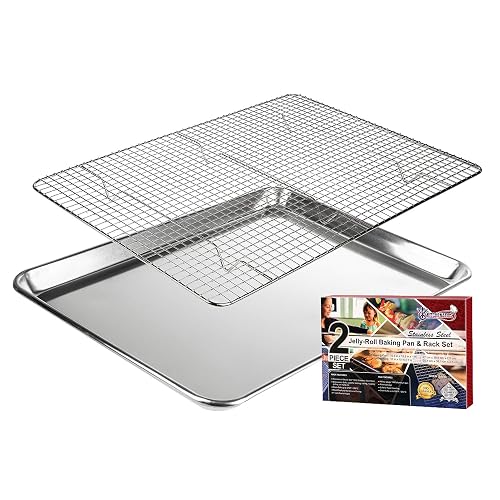 KITCHENATICS Jelly Roll Baking Pan and Rack Set 10.6x15.6
