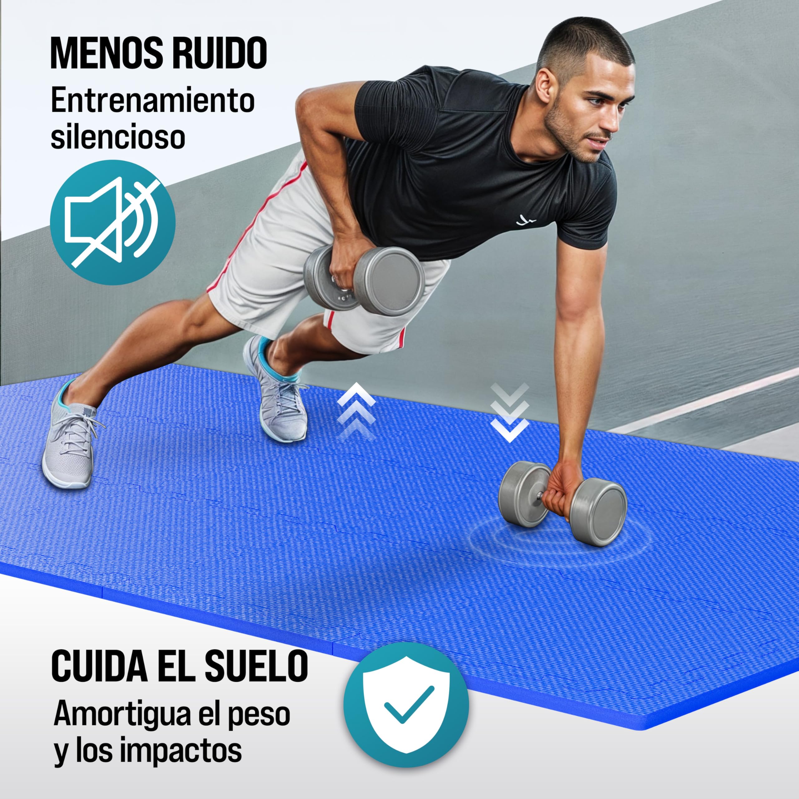 MONZANA® Esterillas Fitness Puzzle Set Goma EVA Protección Suelo Tatami Yoga Máquinas Piscina Deporte Gimnasio Alfombrilla Expandible Aislamiento Térmico Acústico 45x45cm 3,24m² Azul