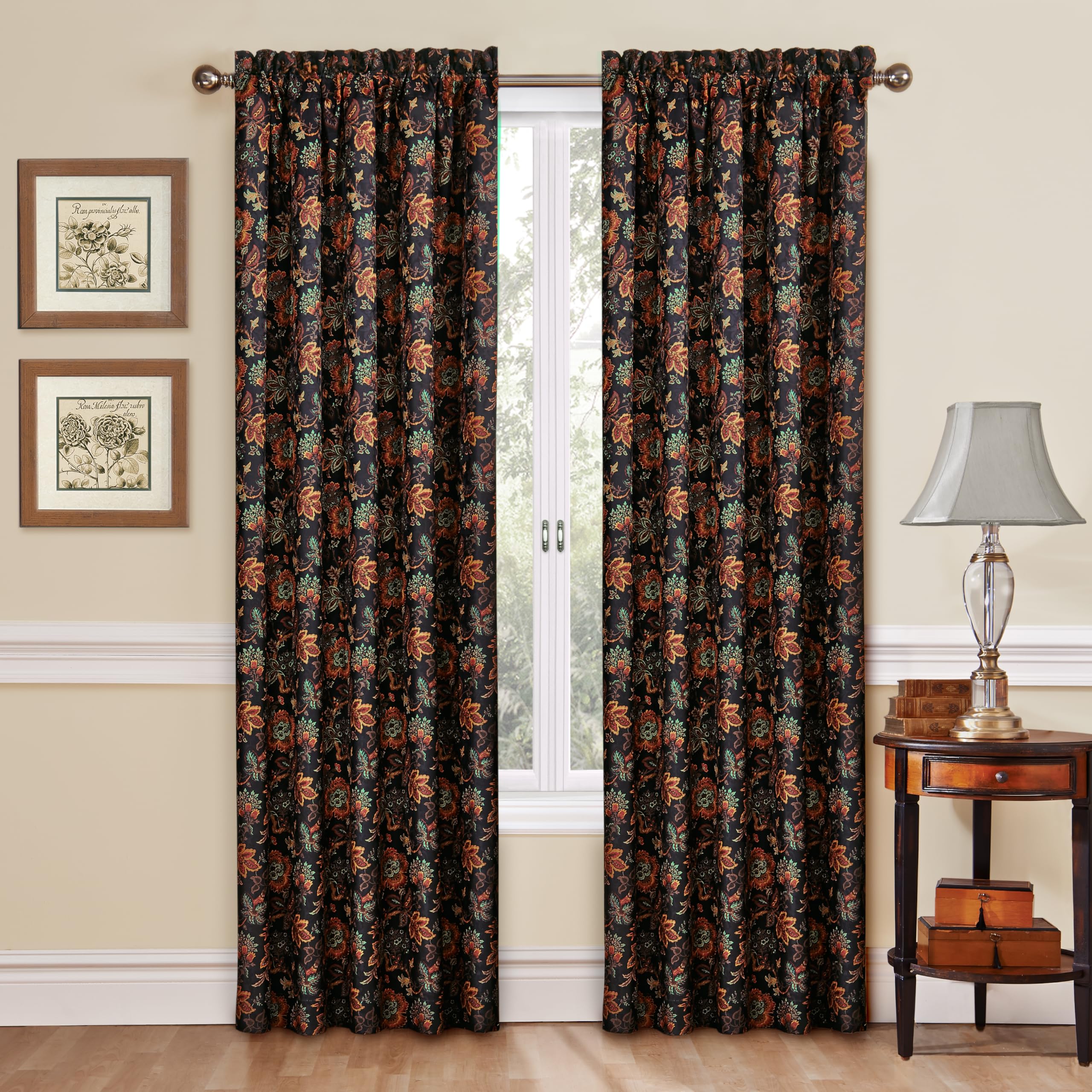 Waverly Navarra Onyx Window Panel - 100% Polyester Jacquard - 52" X 84"