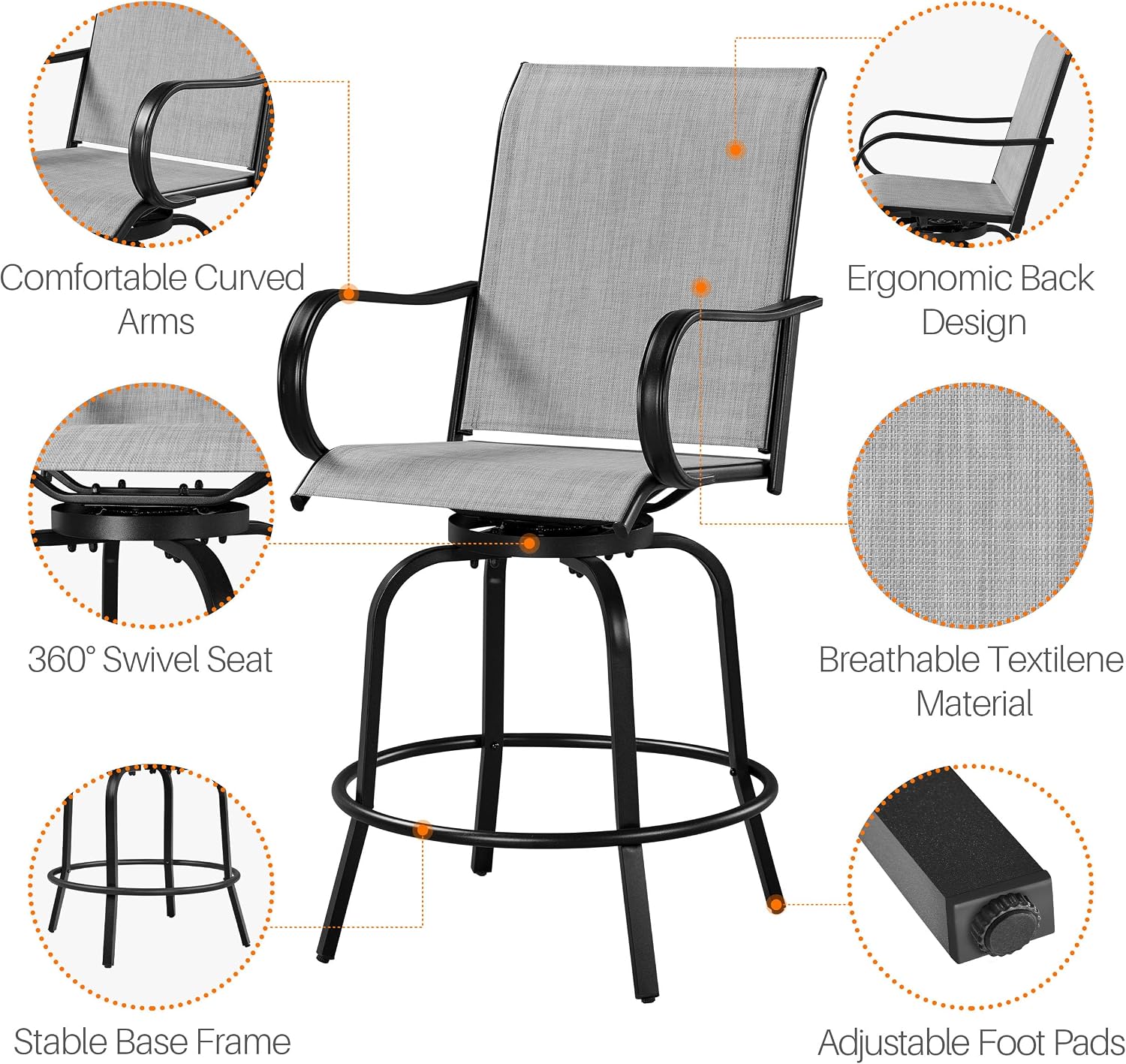 Close-up of the chair showing comfortable curved arms and ergonomic back design