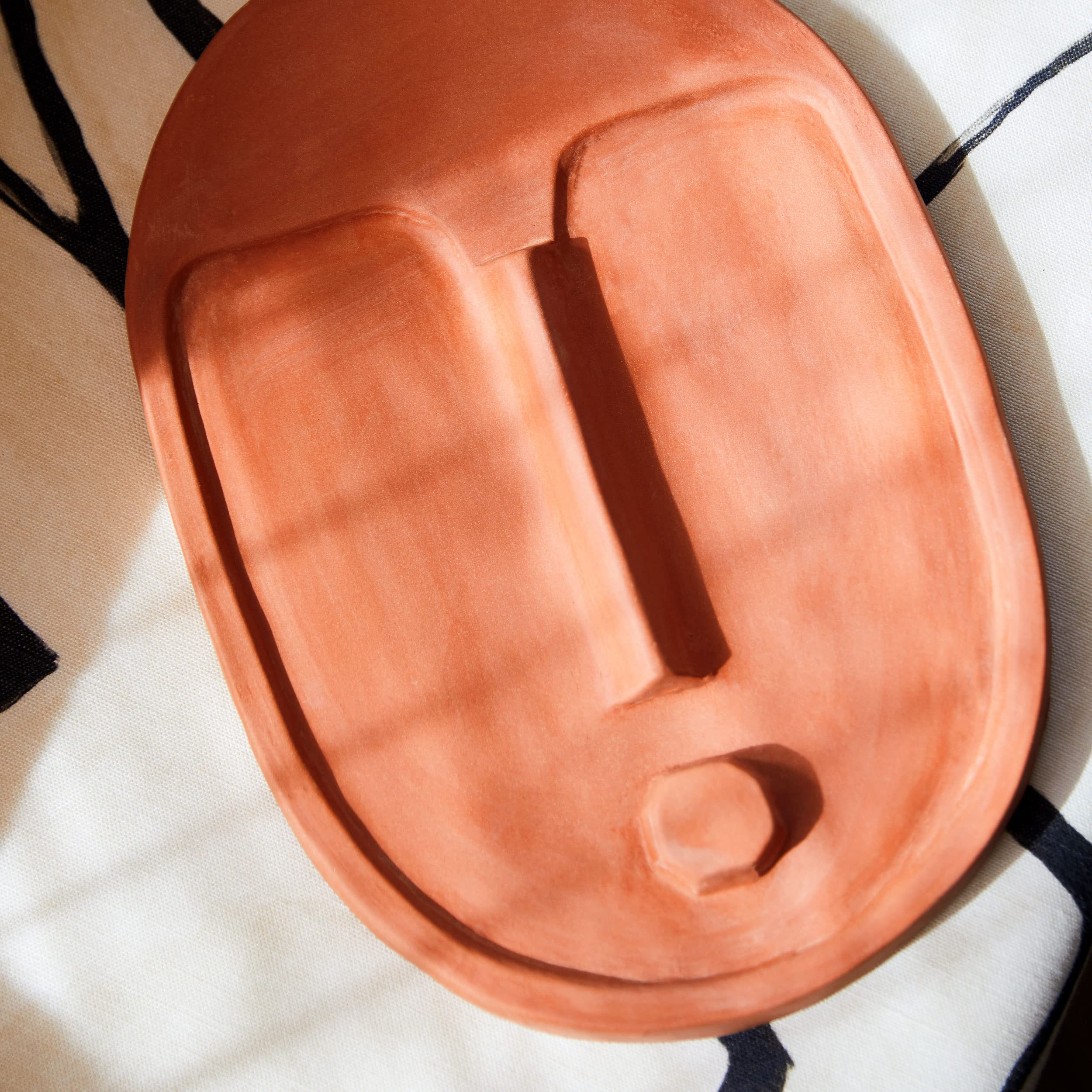 5mm Paper Decorative Ceramic Wall Mask, Matte Terracotta Glaze, 11 x 7.5 inches, Wall Decor for Living Room, Bedroom, Entryway or Office