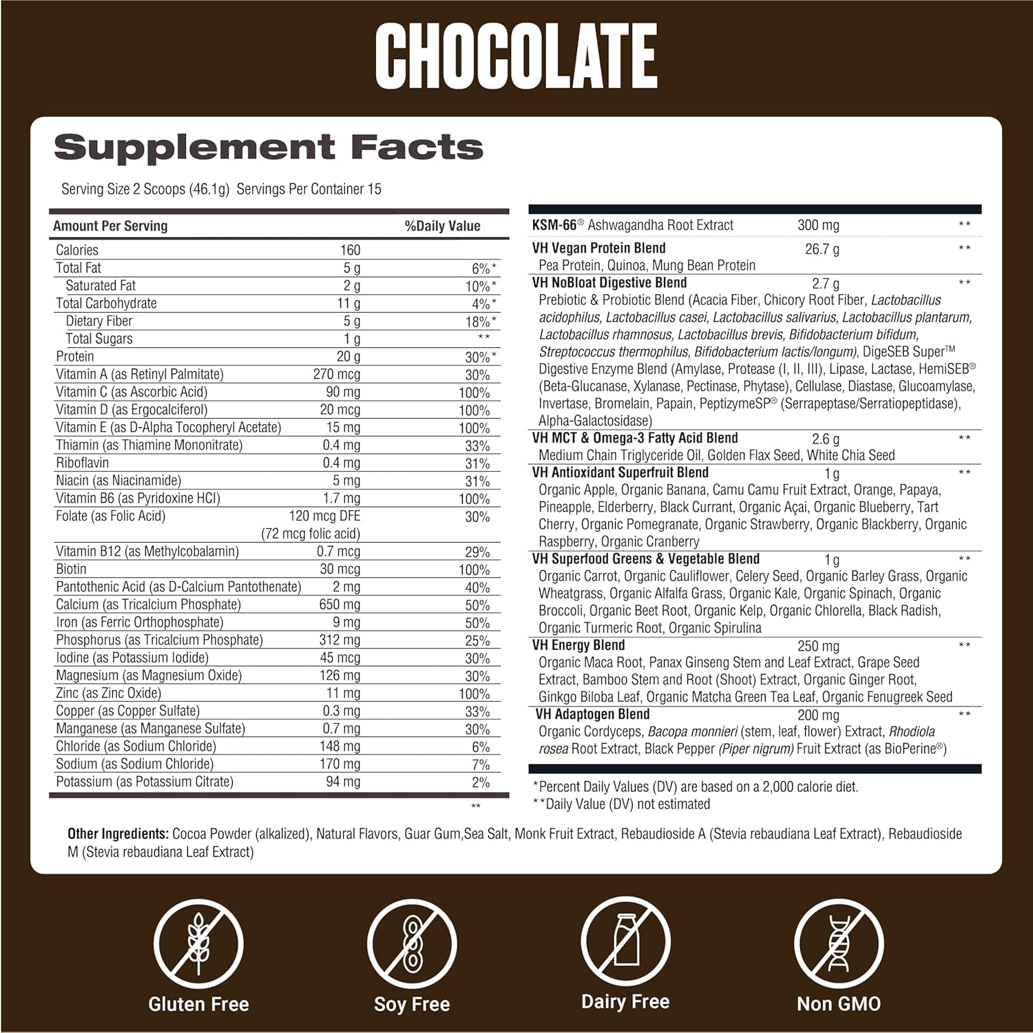 VitaHustle All-in-One Nutrition Shake, Chocolate (1 Pack) - Plant Based Protein Powder by Kevin Hart – Vegan Meal Replacement Shake with KSM66 Ashwagandha & 86+ Superfoods - Meal Replacement Powder - Image 2