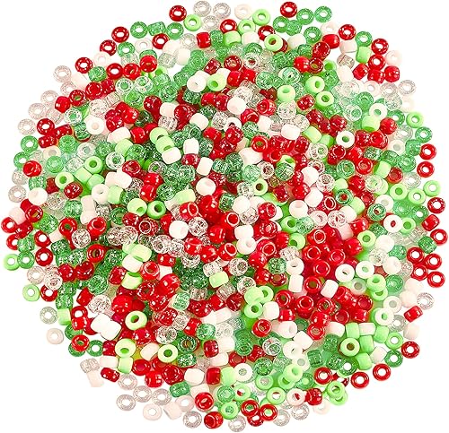 Cuentas de plástico con purpurina de caballo de Navidad, 1000 cuentas redondas surtidas para manualidades para decoración del hogar, fiestas,