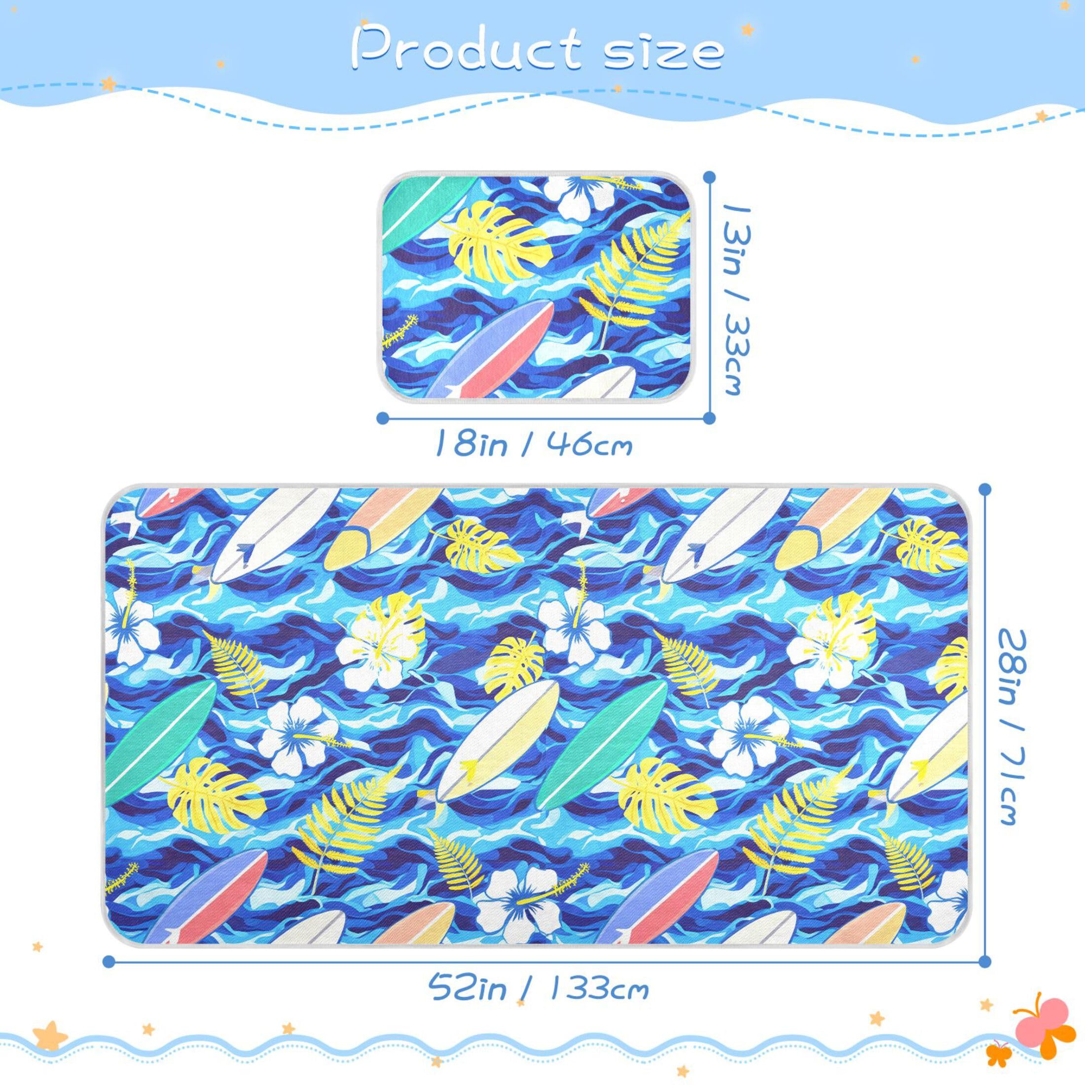 Takiito Tropical Surfboards Baby Cooling Mattress Pad, Soft & Breathable Cooling Mat Keep Baby Cool in Summer 28x52 in, Nursery Essential