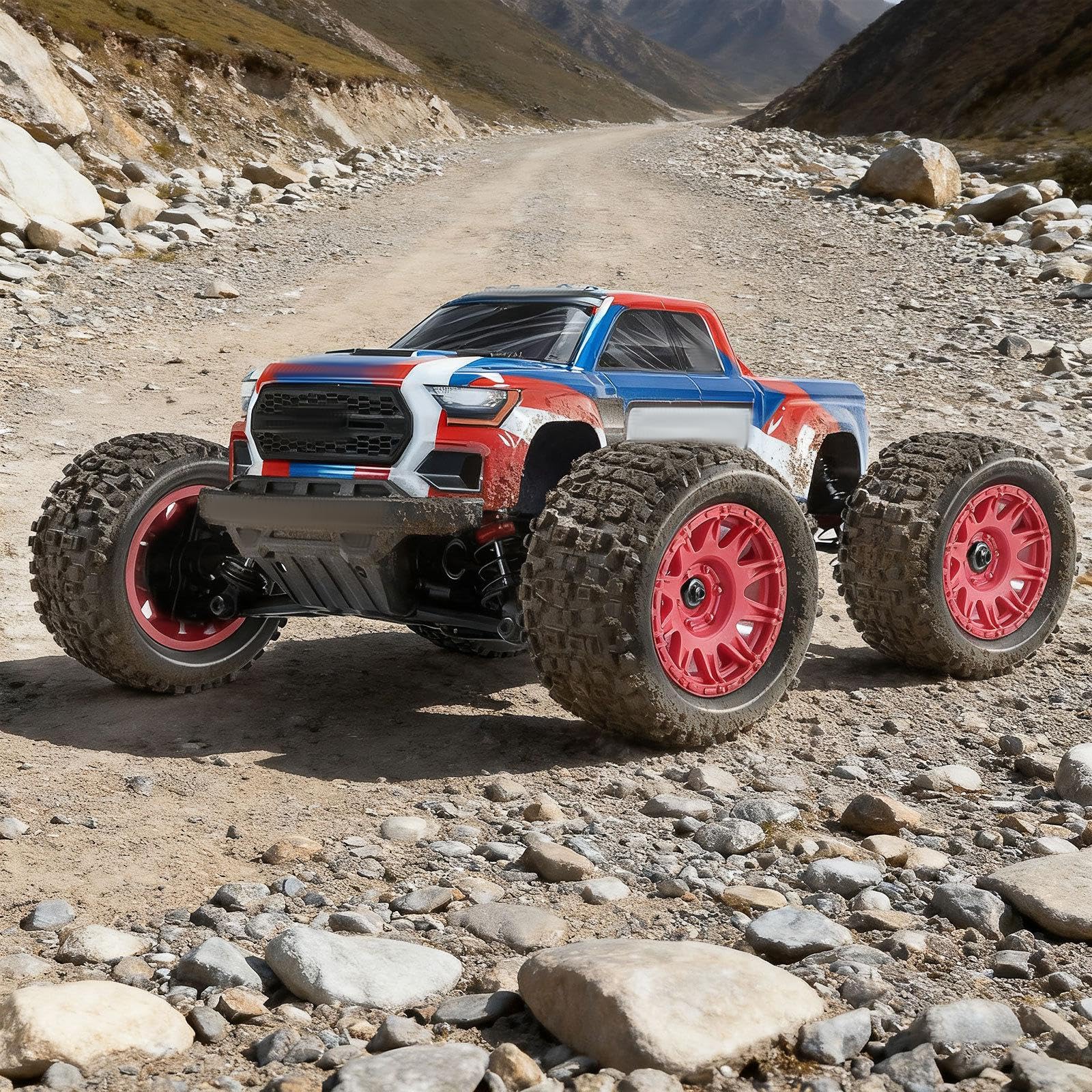 4 Stück 1/18 RC-Car-Räder und -Reifen, Ersatz für tragbare, leistungsstarke und zu installierende RC-Car-Teile, Zubehör für Granite, Schwarz