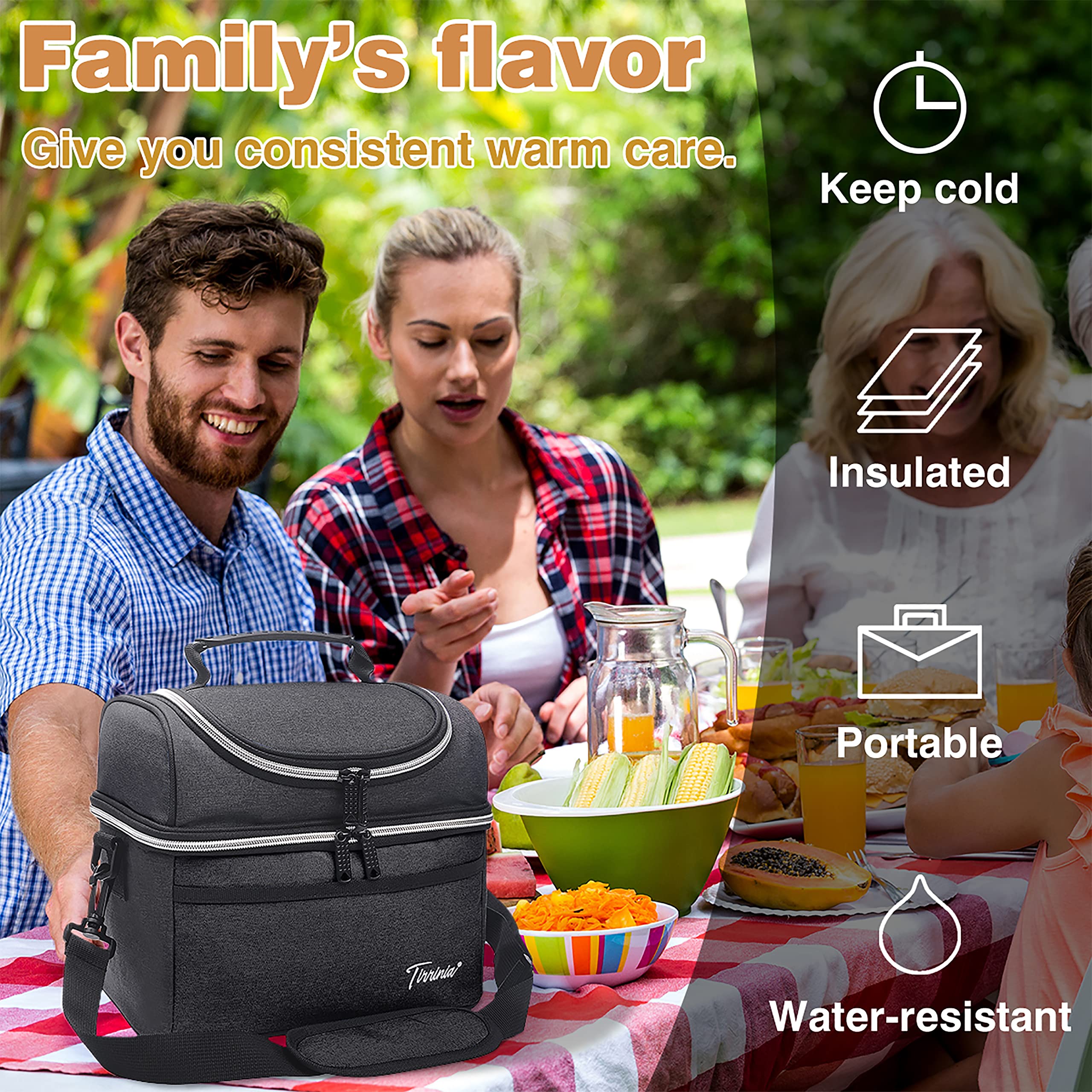 Kato Tirrinia Insulated Cool Bag Lunch Box for Men Women Leak Proof Lunch Box with Compartment Adults Work with Shoulder Strap and Front Pocket - Image 2