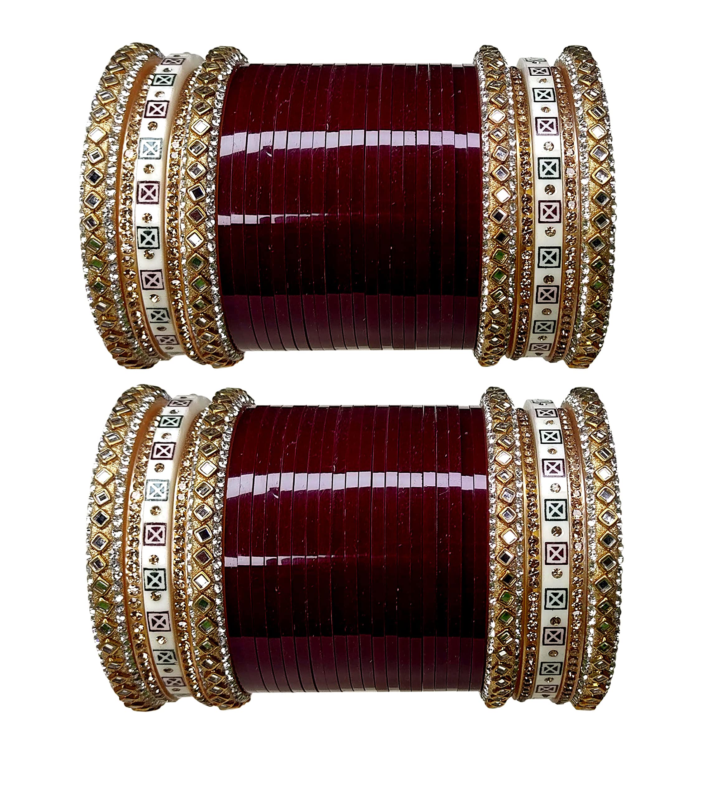 OM SAI COSMETICS Womens Traditional Handcrafted Bridal Chuda Bangles Set Best Designer Jewelry Maroon Color Bangles (MANAN) (B0BXDTKCBV) Amazon Price History, Amazon Price Tracker