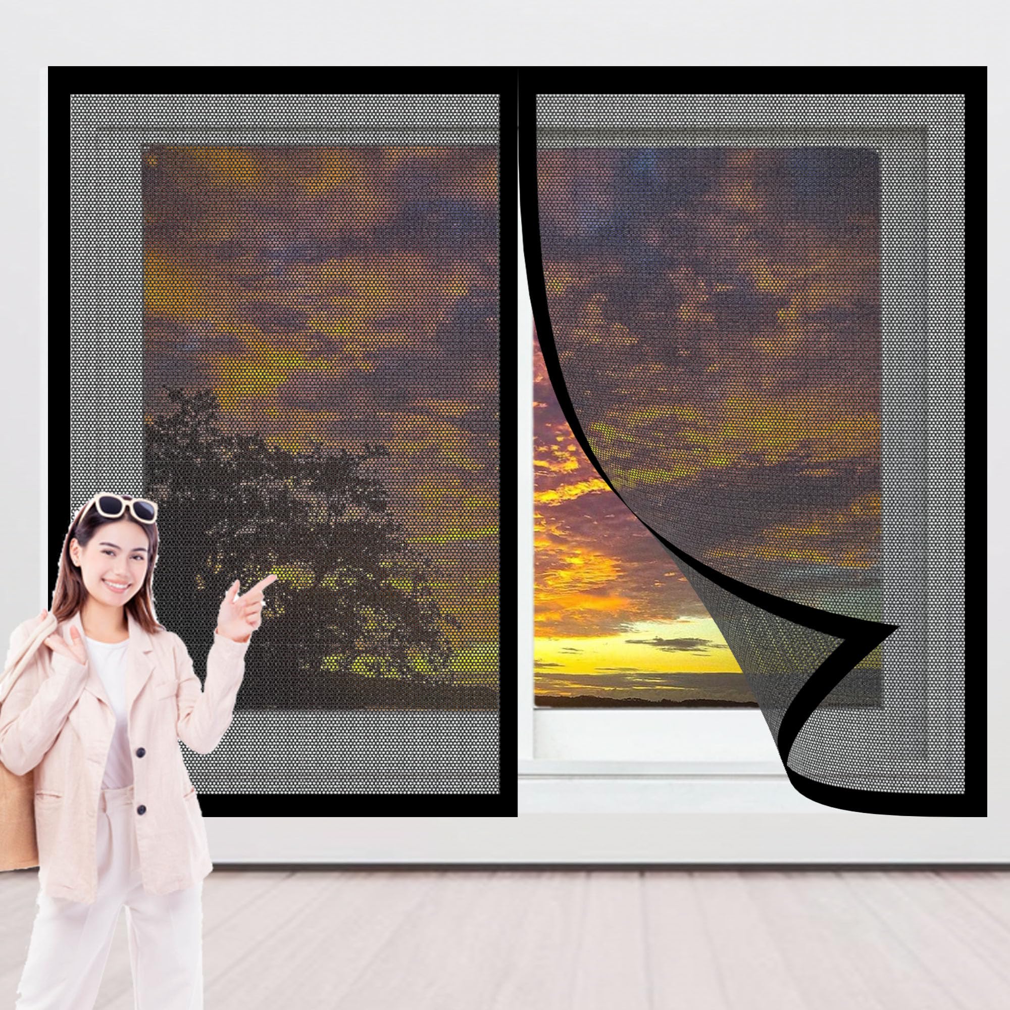 Magnet Fliegengitter Für Fenster – 200x175 Cm, Selbstklebend, Schwarz, Schützt Vor Mücken & Insekten
