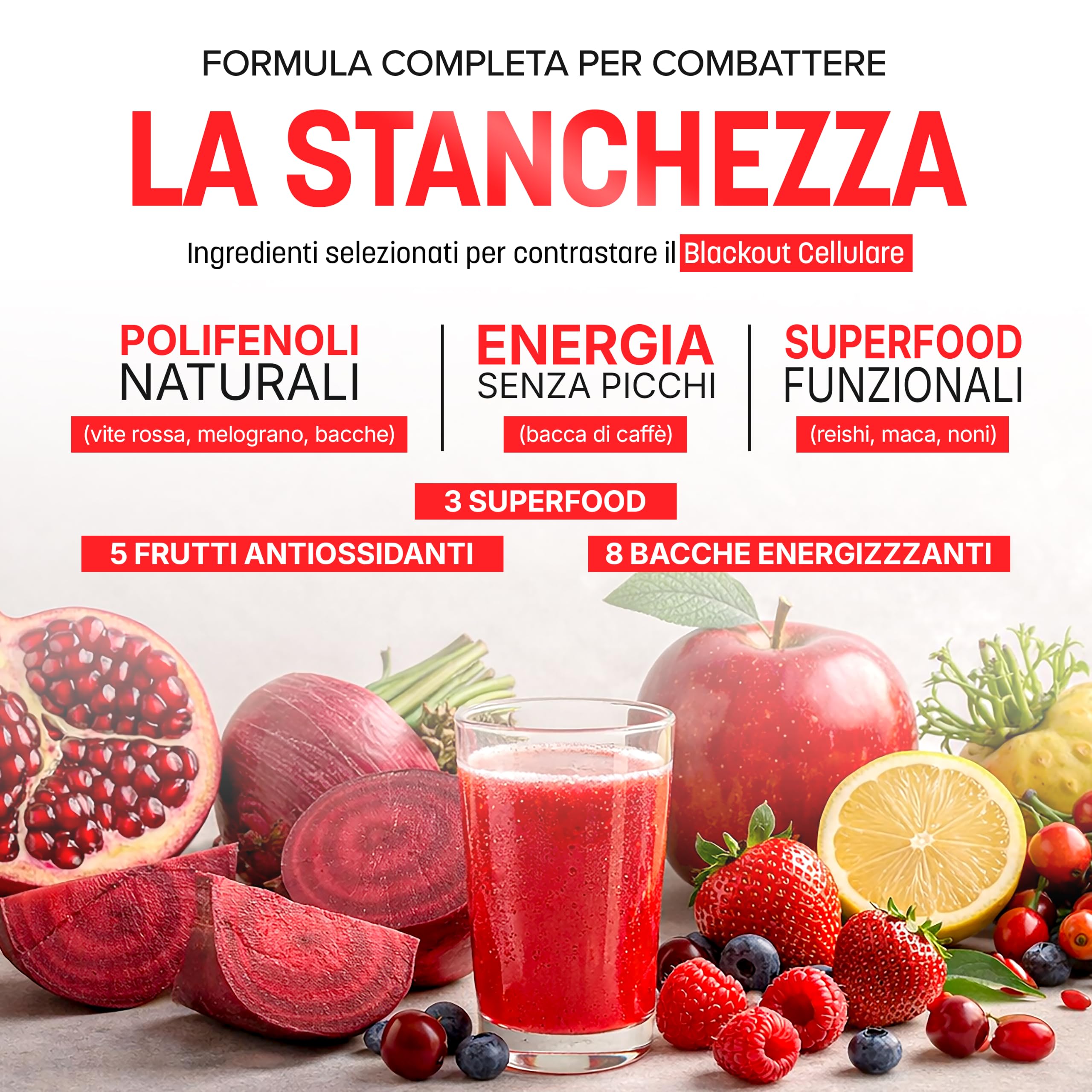 Spartan Health – Spartan Reds – Integratore Antiossidante Energizzante con Maca, Reishi e Noni – L'Evoluzione dell'Estratto di Mirtillo Rosso e Vitamine Vegetali – Superfood in Polvere