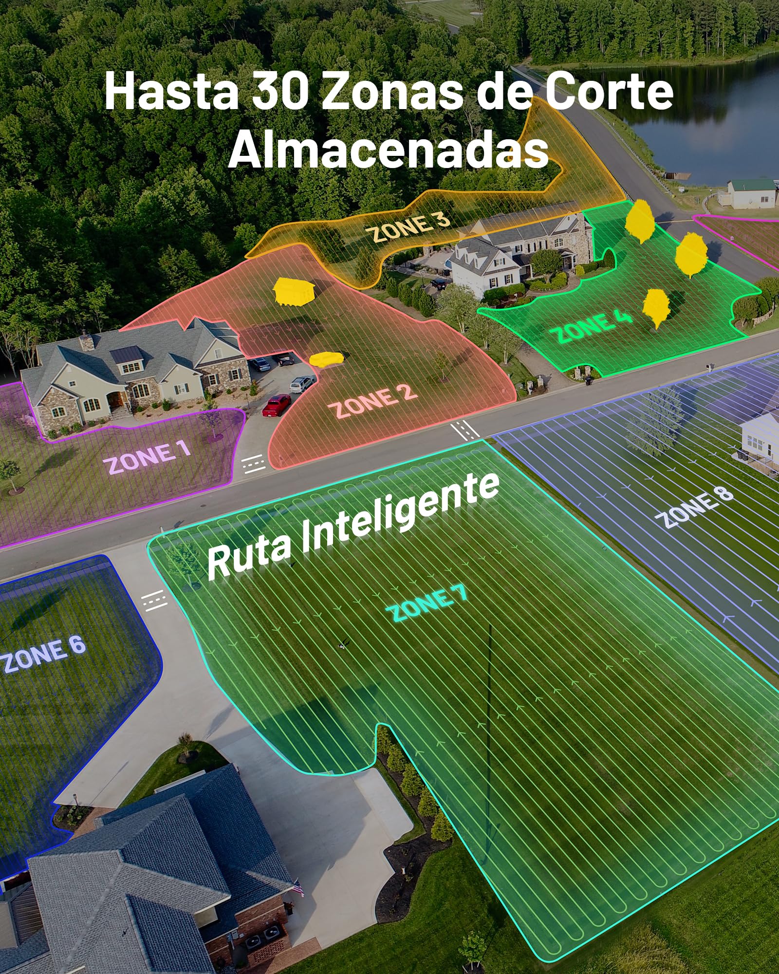 MAMMOTION LUBA 2 AWD 5000X Robot Cortacésped Perimetral sin Cables, Recomendado 5000m², MAX. 6000m², Auto Mapping UltraSense AI Vision, 80% Pendiente, 25-70mm Altura de Corte
