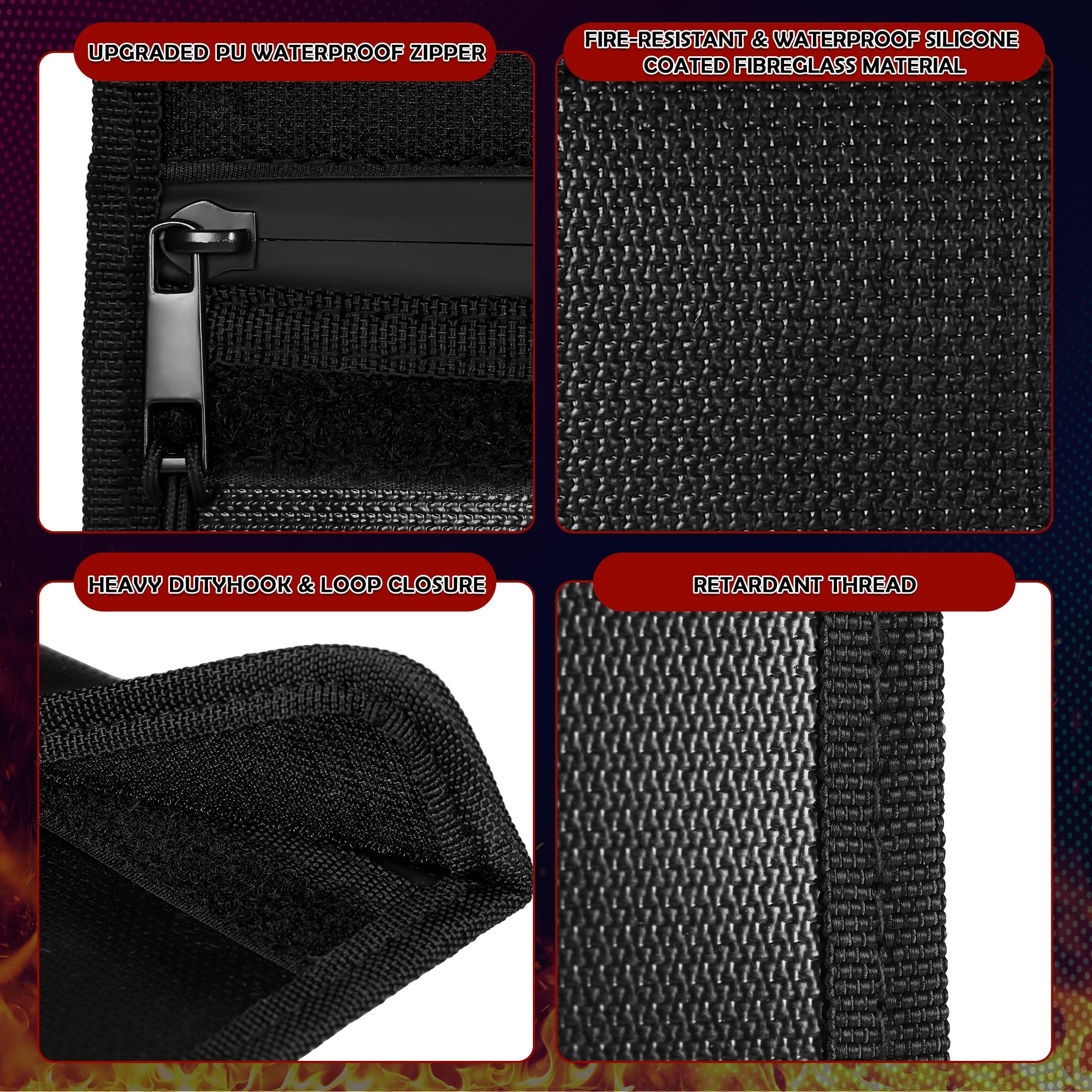 2 Piezas Bolsa Pequeña Ignifuga, Bolsa de Dinero Ignífuga con Cremallera, Carteras Ignífugas Impermeable para Objetos de Valor, Pasaporte, Dinero, Tarjetas (21 x 14cm)